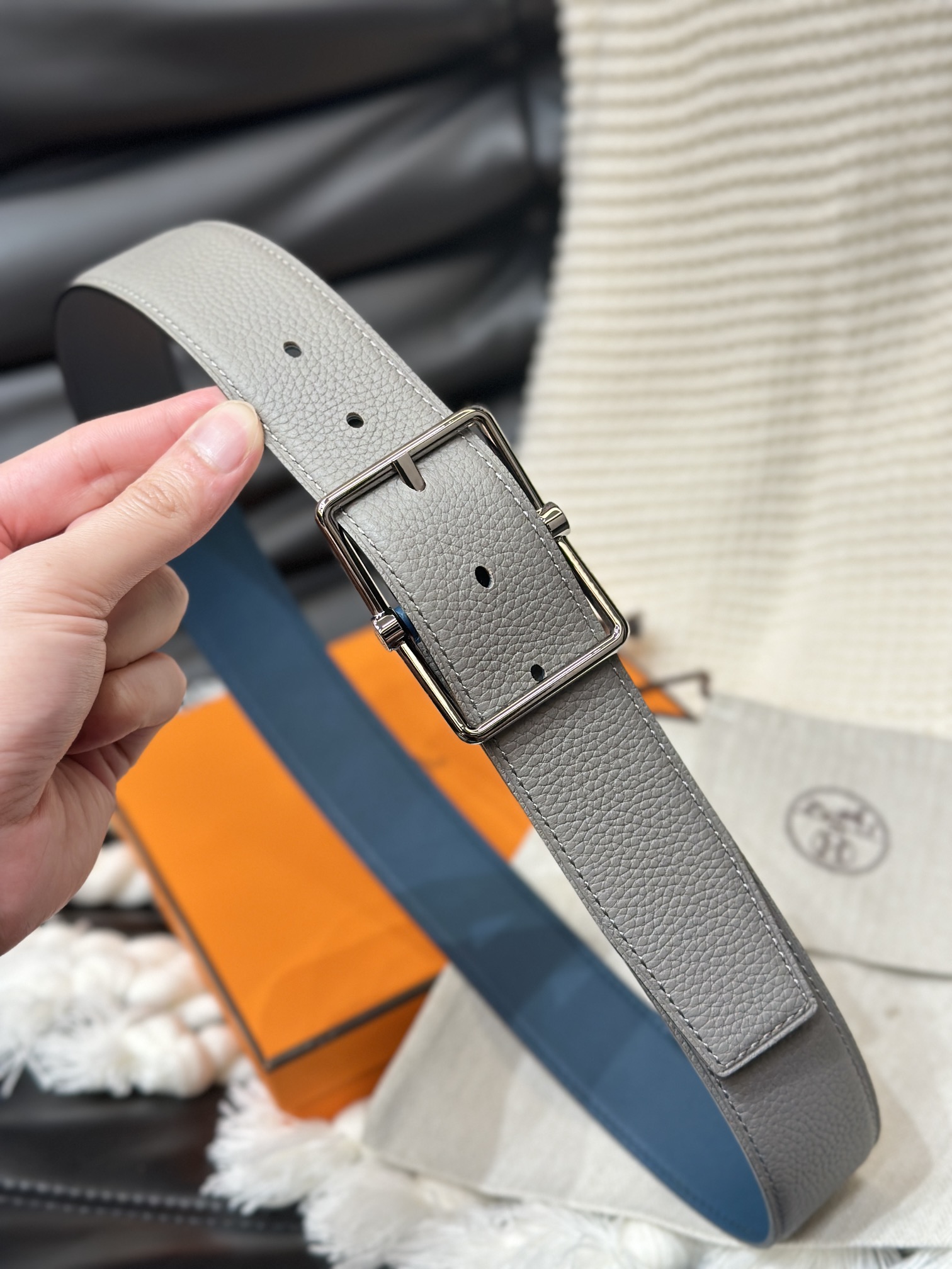 Hermes Mens Leather Belts Width 38mm -0252