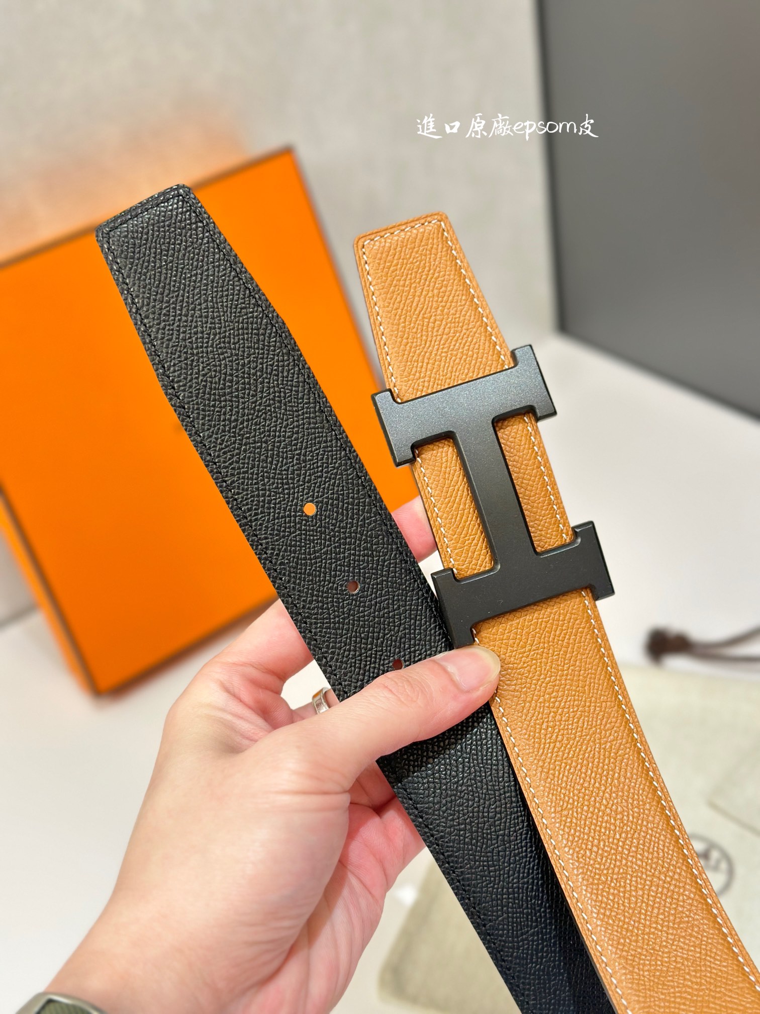 Hermes Mens Leather Belts Width 38mm -0259