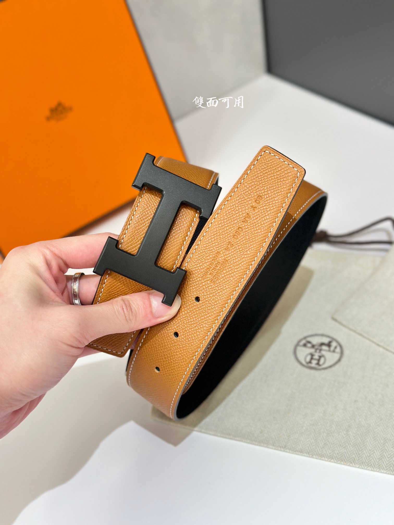 Hermes Mens Leather Belts Width 38mm -0259