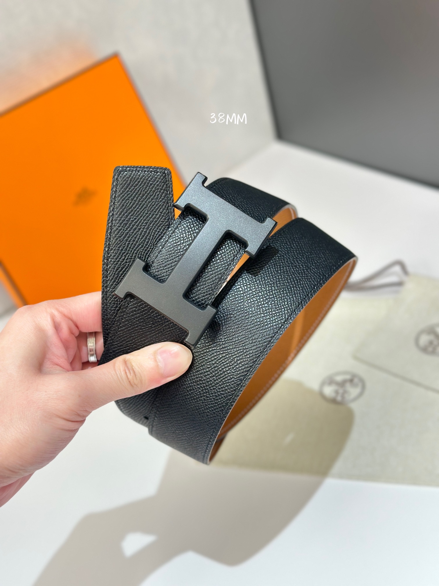 Hermes Mens Leather Belts Width 38mm -0259