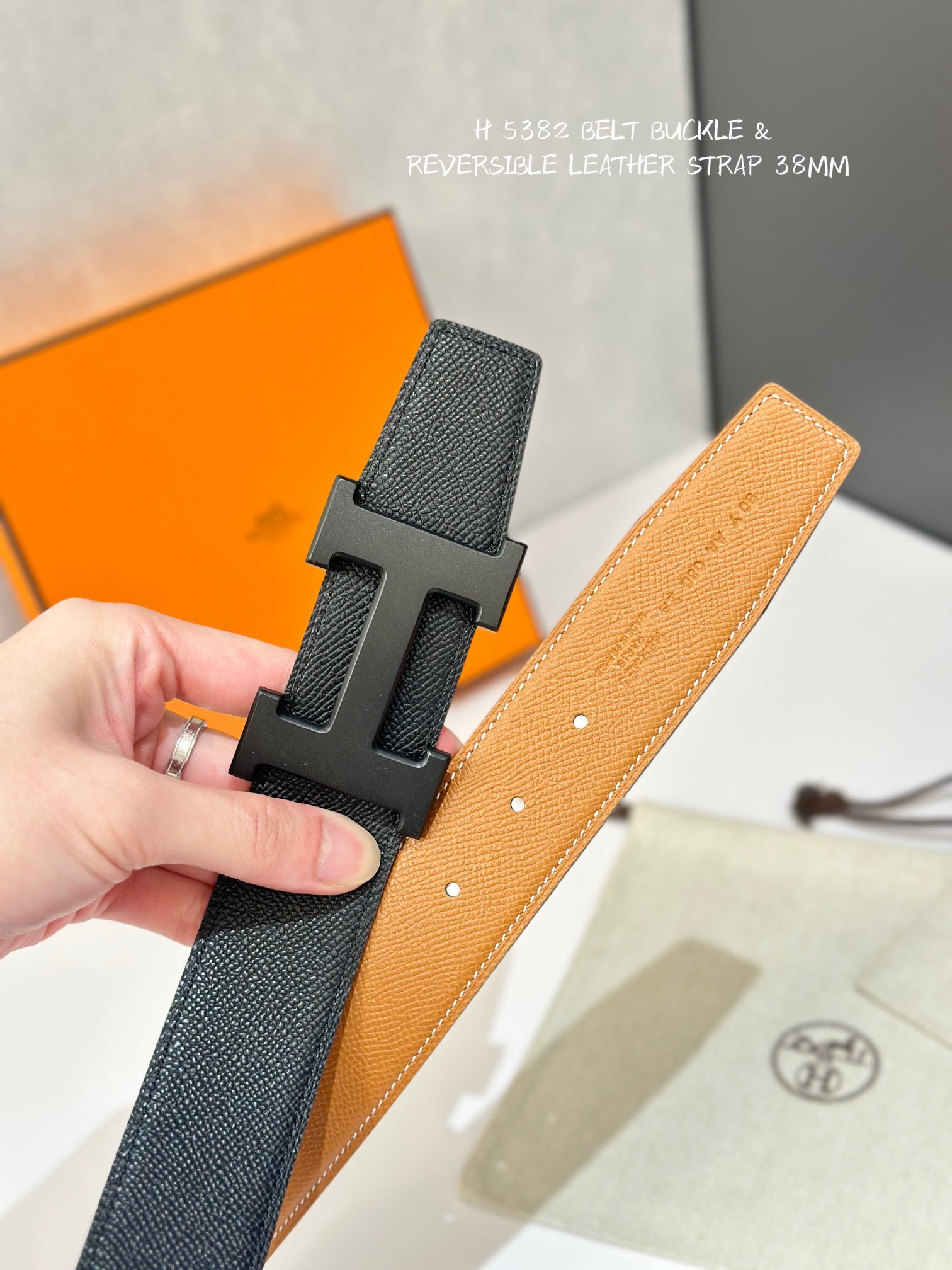 Hermes Mens Leather Belts Width 38mm -0259