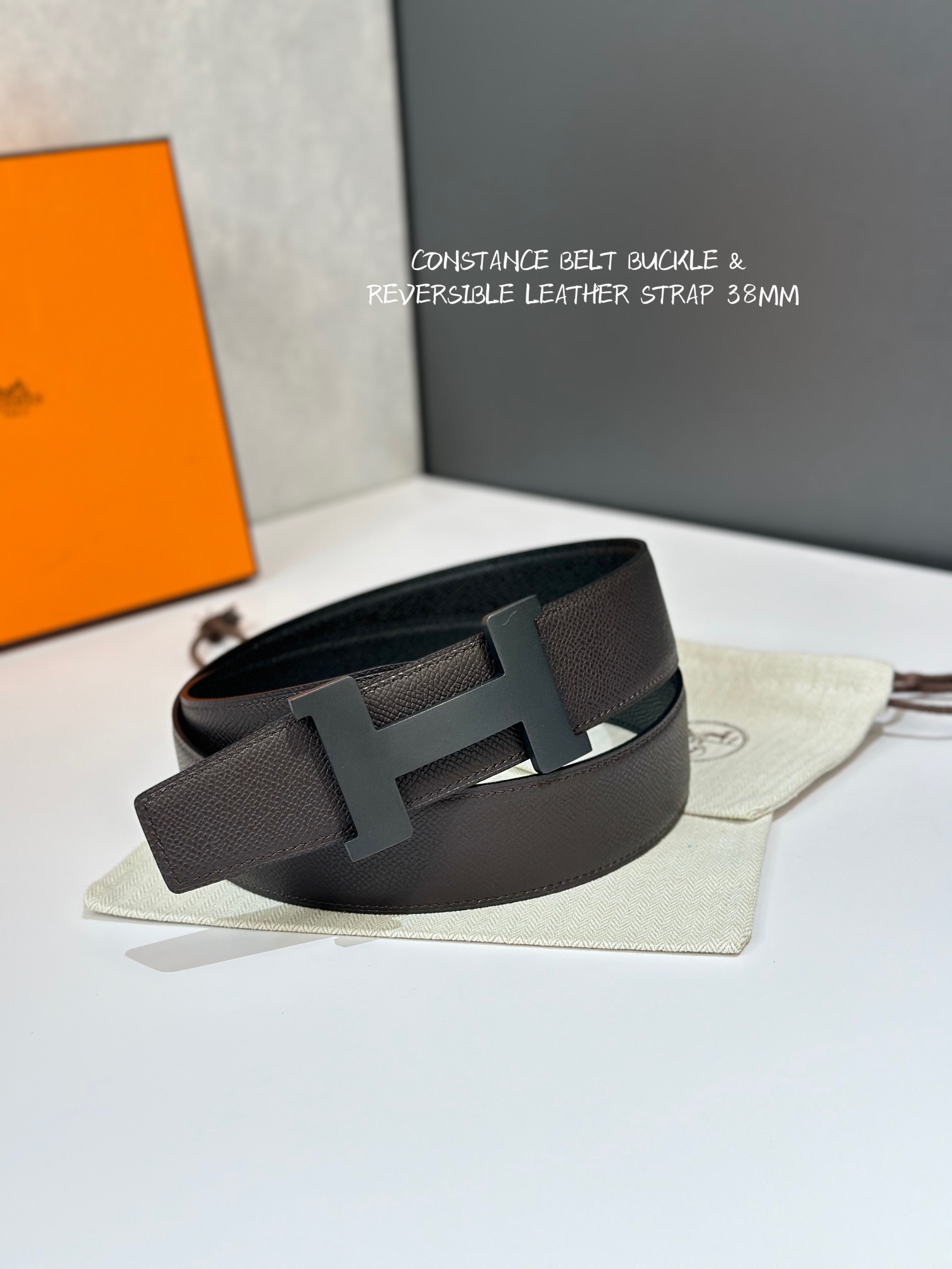 Hermes Mens Leather Belts Width 38mm -0261