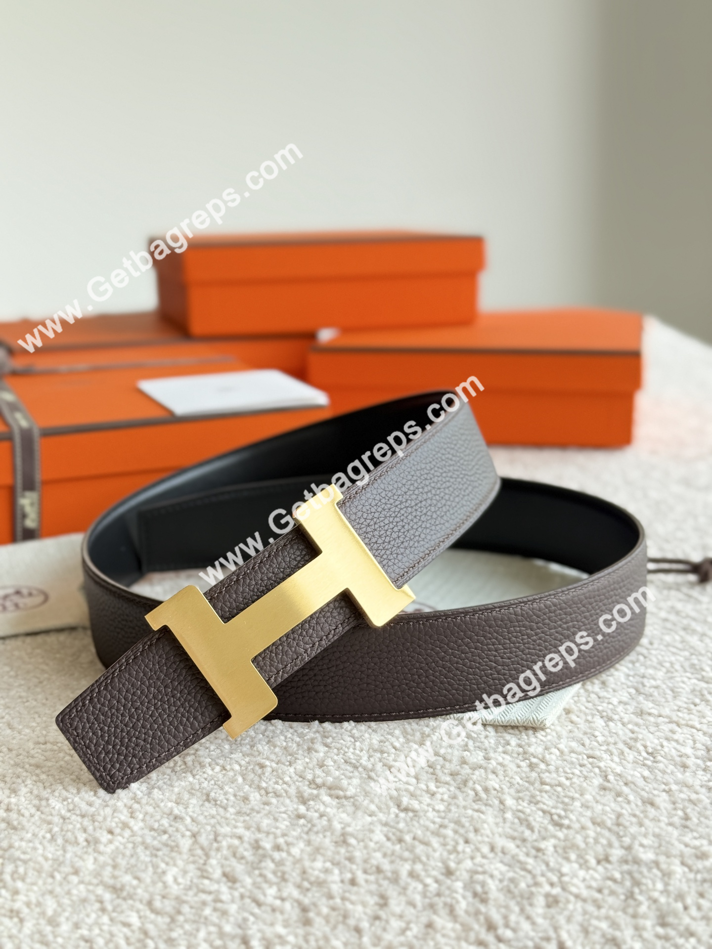 Hermes Mens Leather Belts Width 38mm -0265