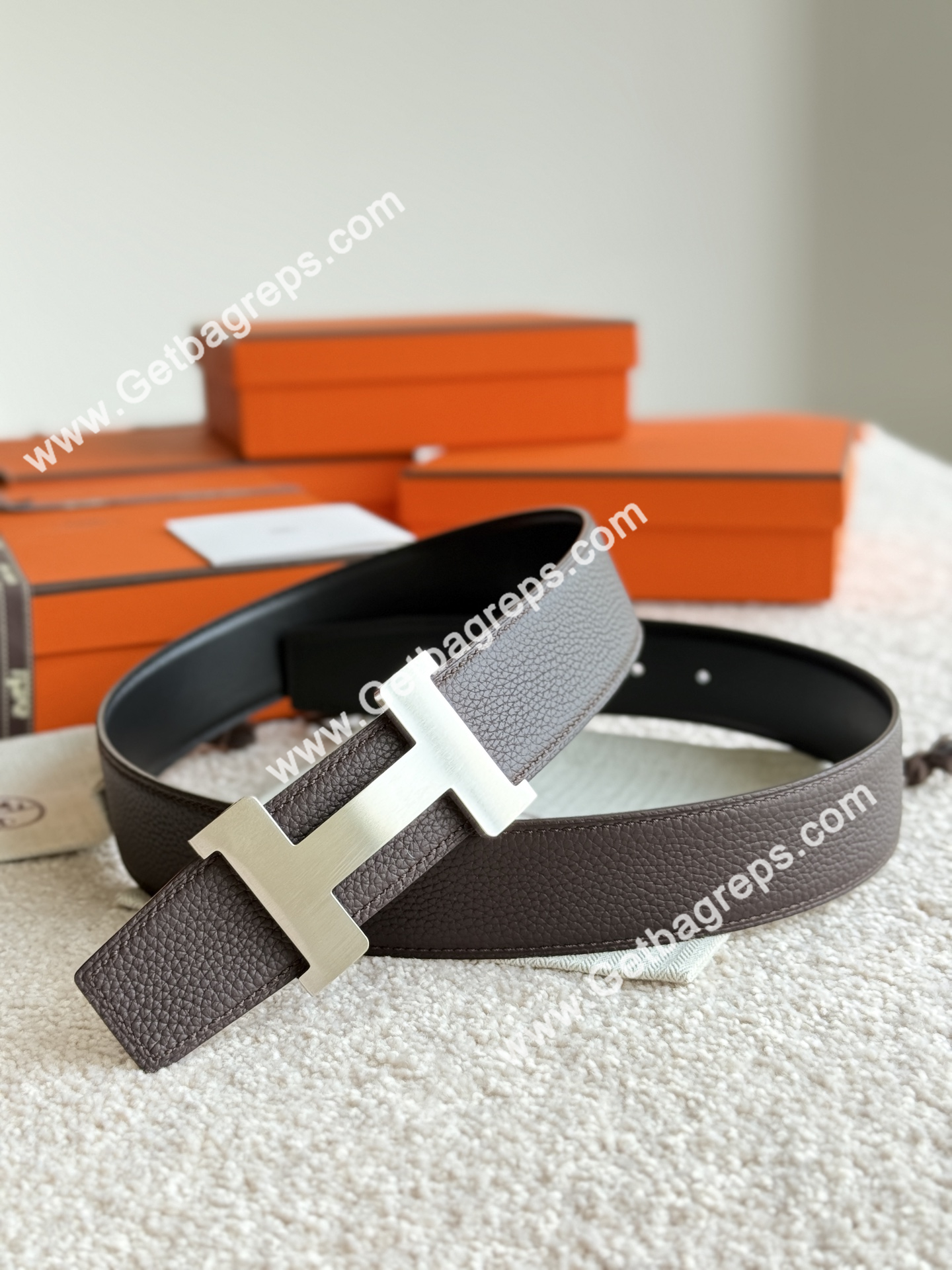 Hermes Mens Leather Belts Width 38mm -0265