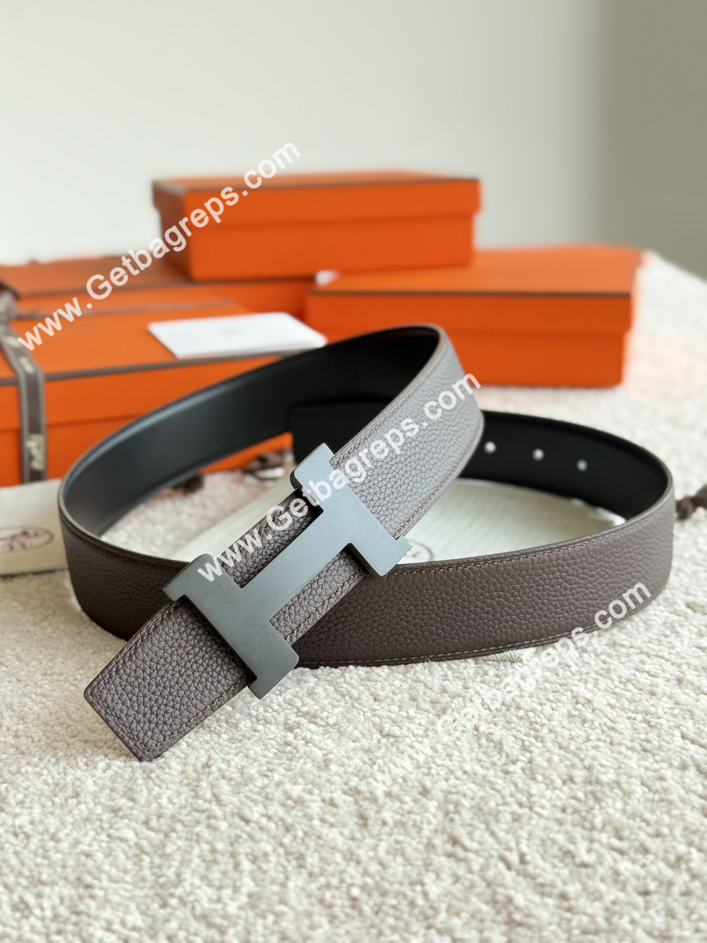 Hermes Mens Leather Belts Width 38mm -0265