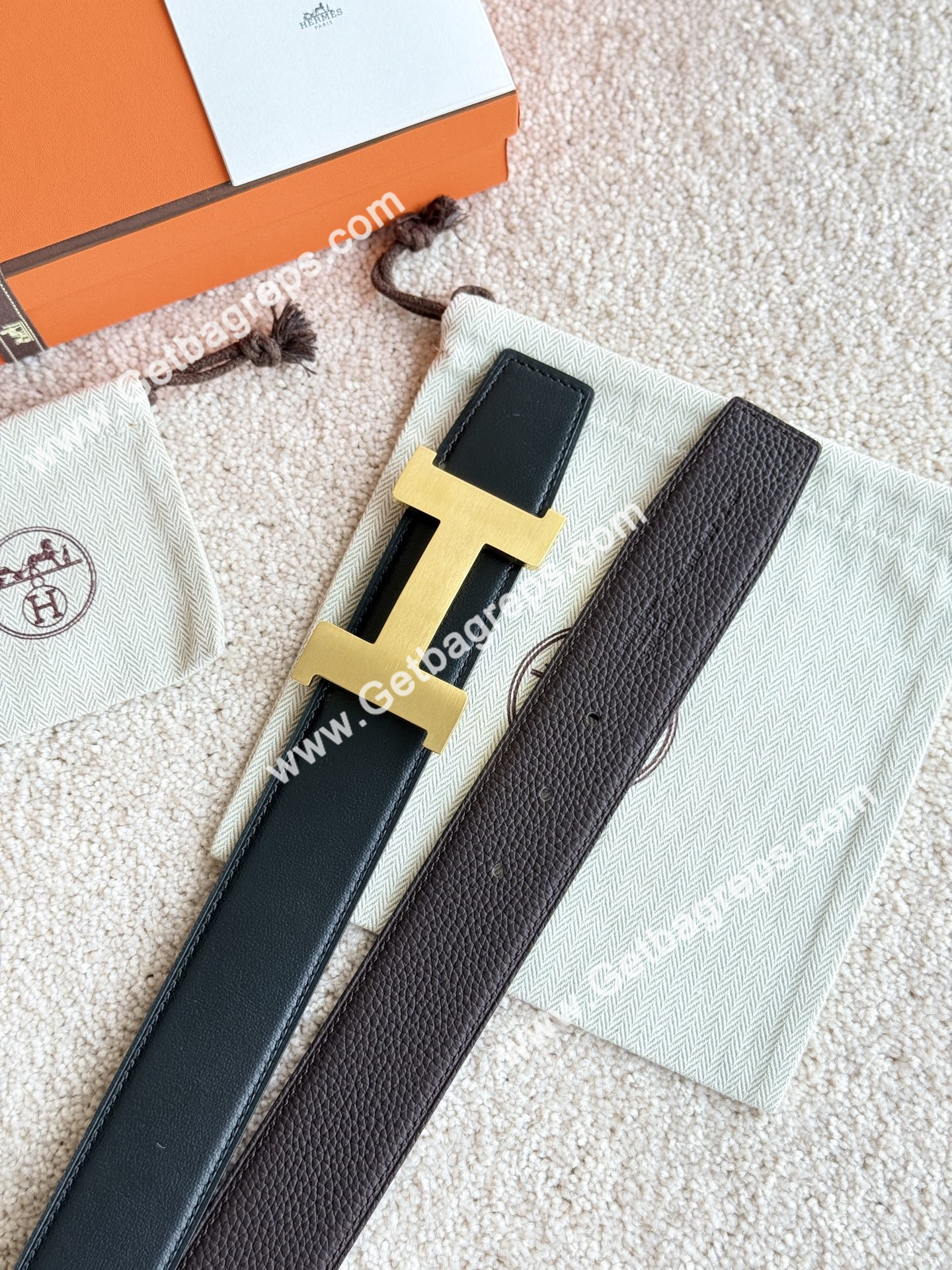 Hermes Mens Leather Belts Width 38mm -0265