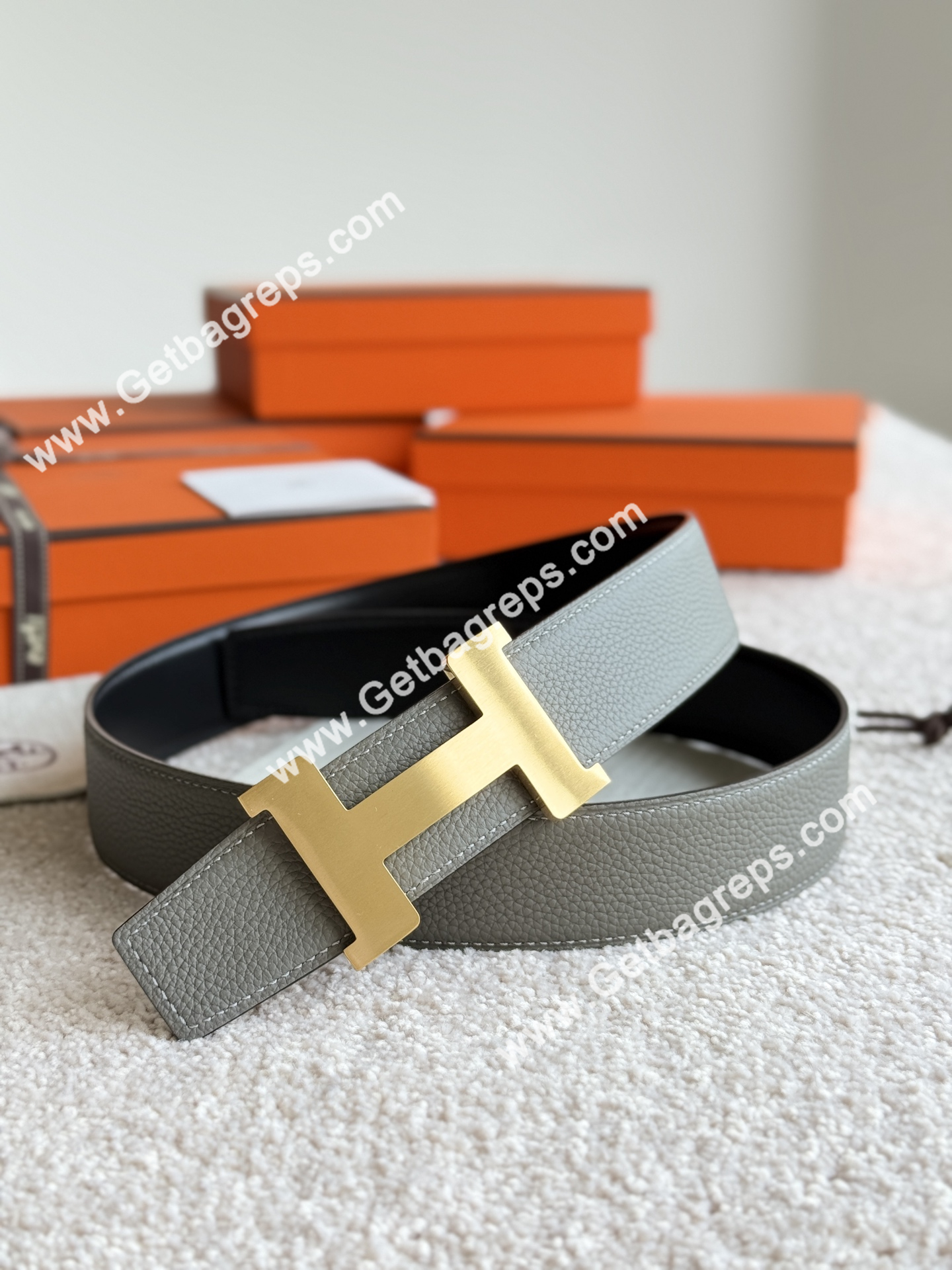 Hermes Mens Leather Belts Width 38mm -0266