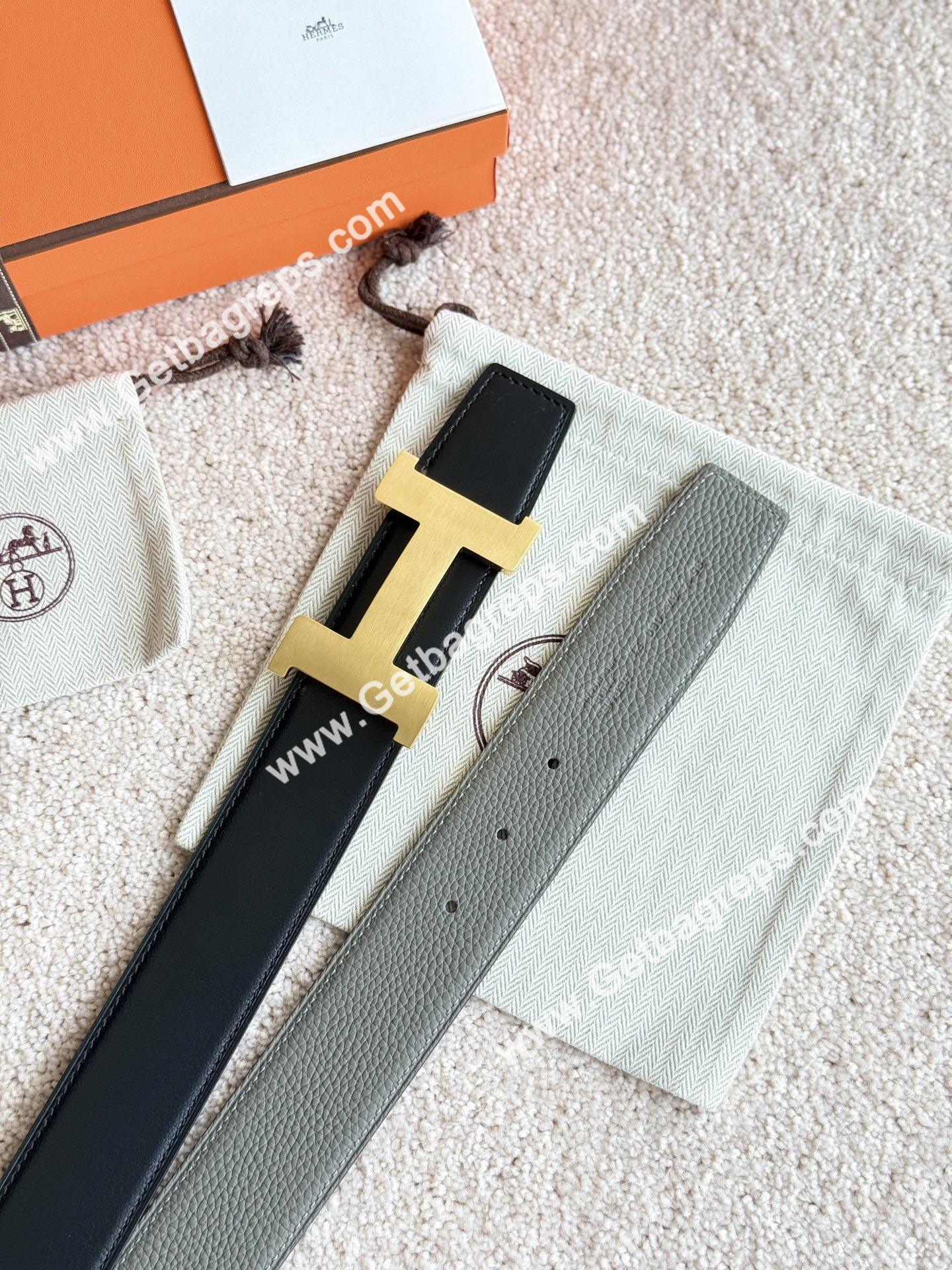 Hermes Mens Leather Belts Width 38mm -0266