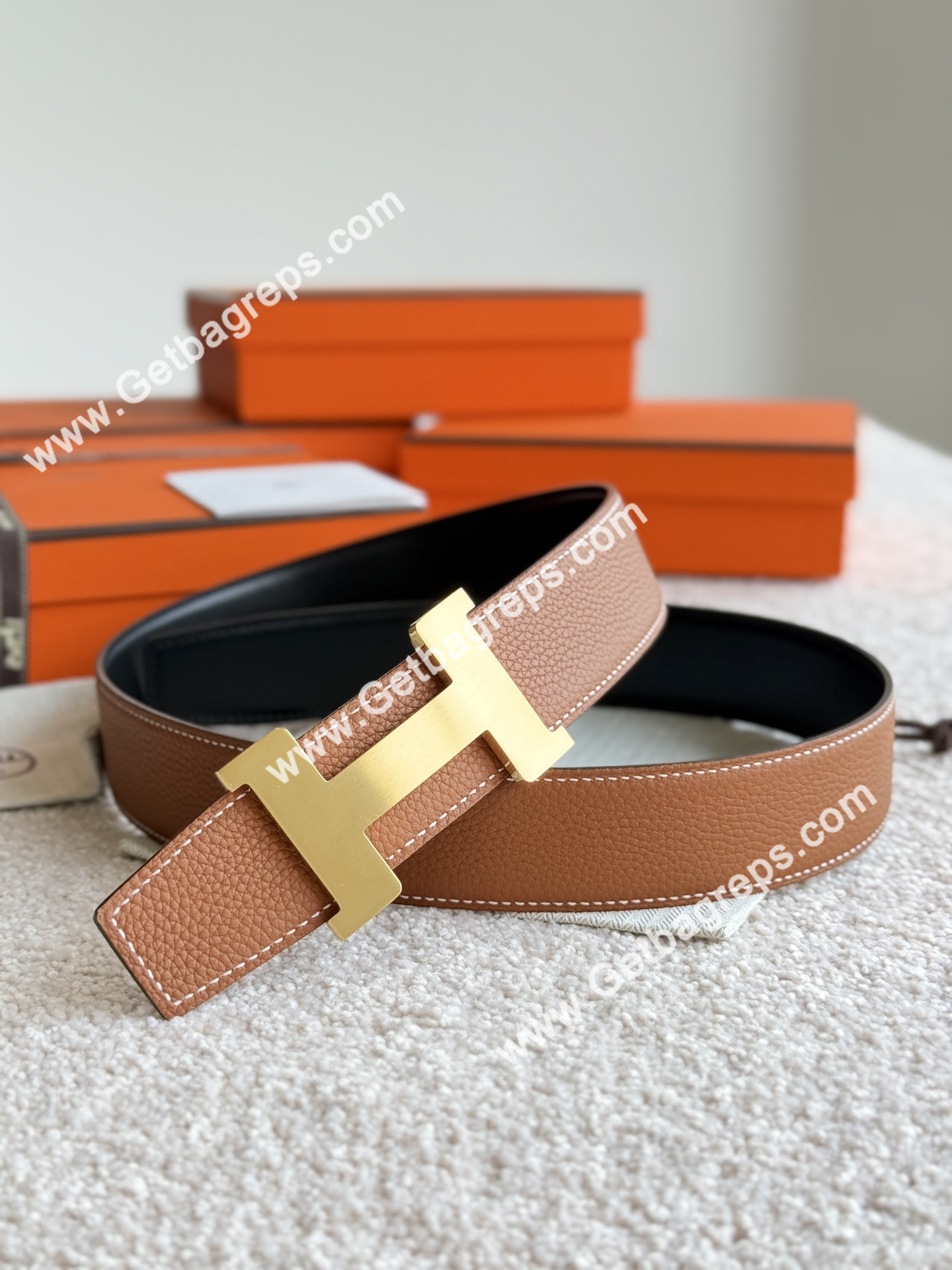 Hermes Mens Leather Belts Width 38mm -0267