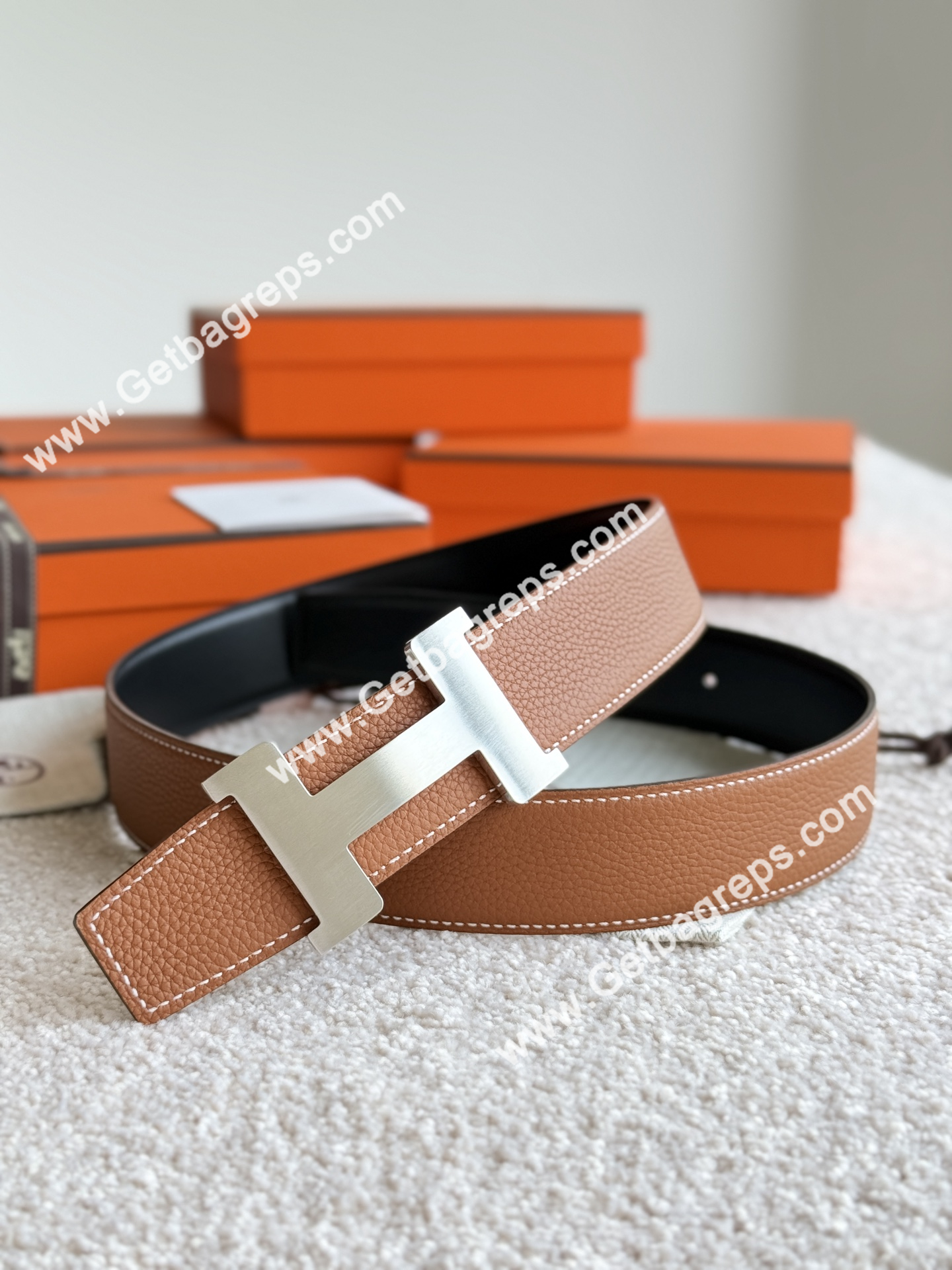 Hermes Mens Leather Belts Width 38mm -0267