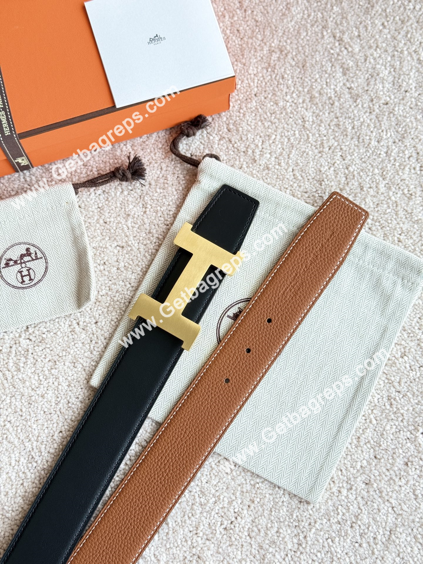 Hermes Mens Leather Belts Width 38mm -0267