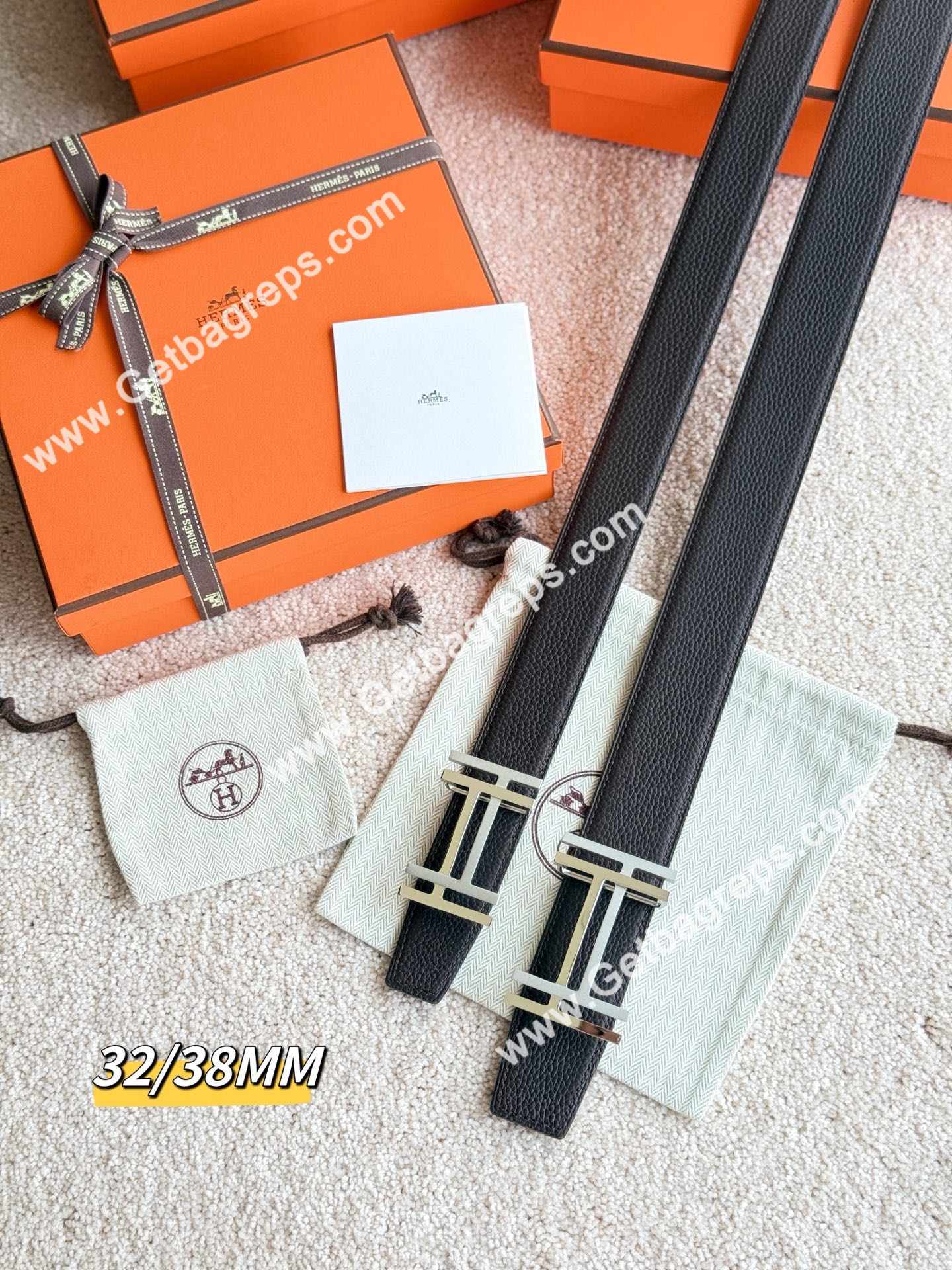 Hermes Mens Leather Belts Width 38mm -0268