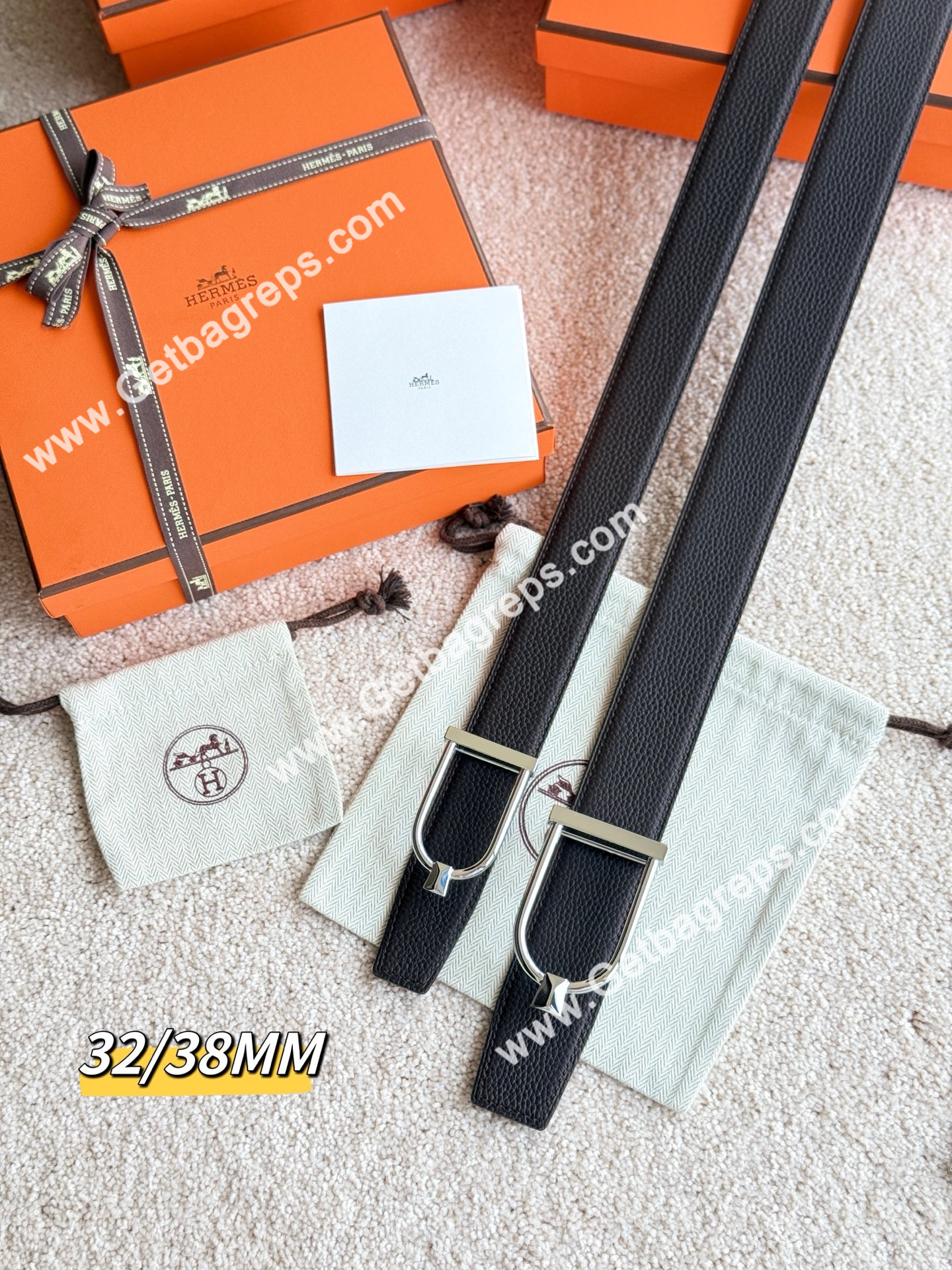 Hermes Mens Leather Belts Width 38mm -0268