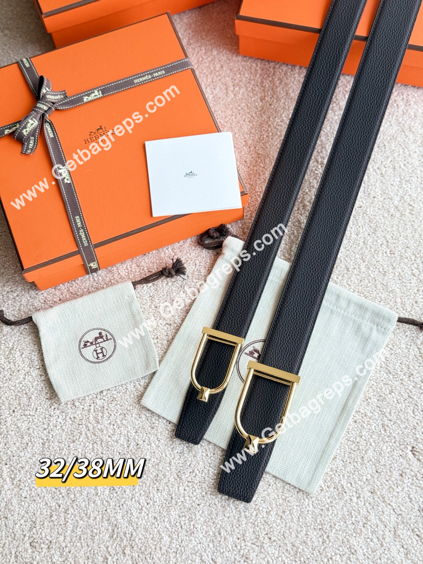 Hermes Mens Leather Belts Width 38mm -0268