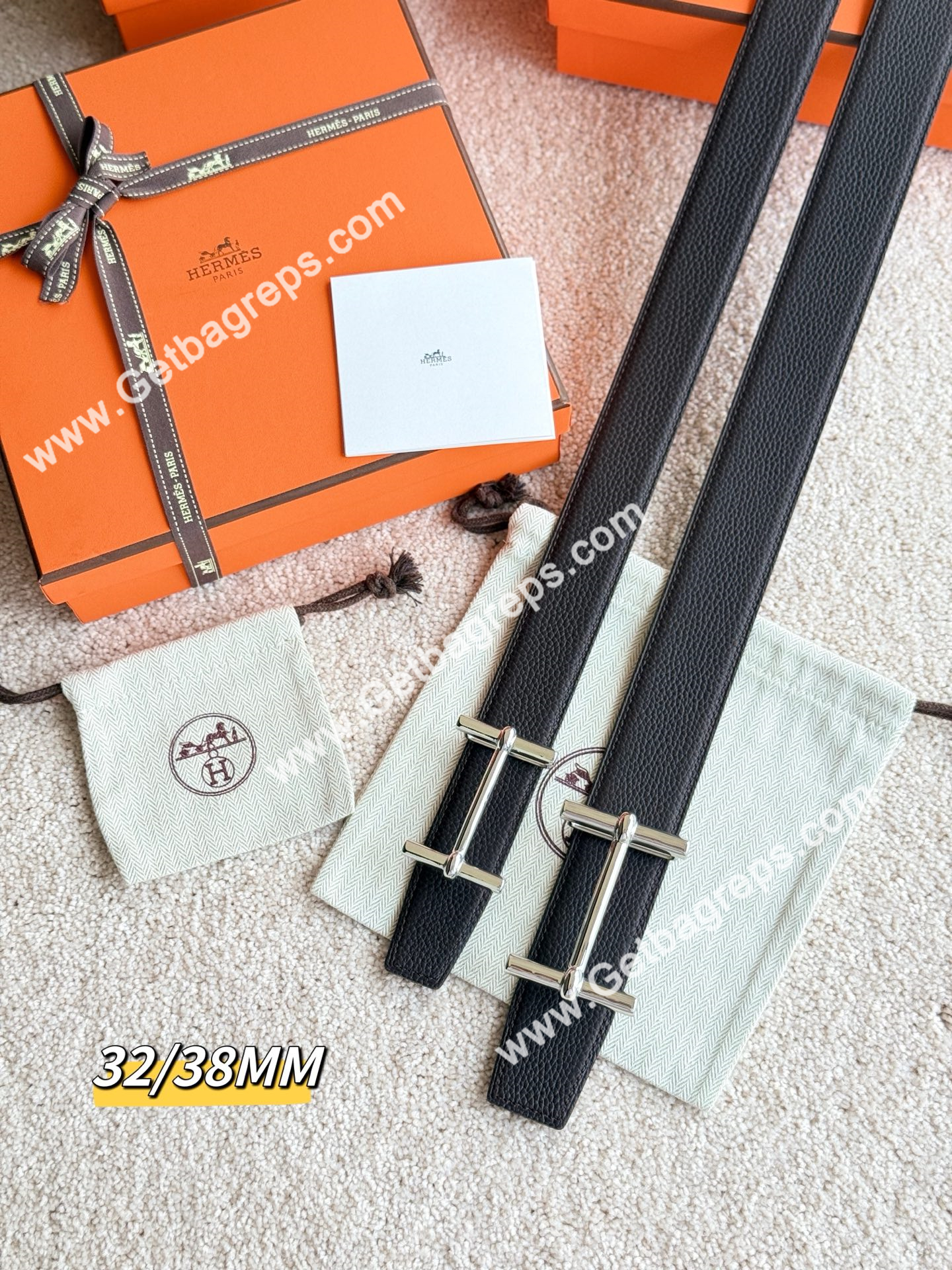 Hermes Mens Leather Belts Width 38mm -0268