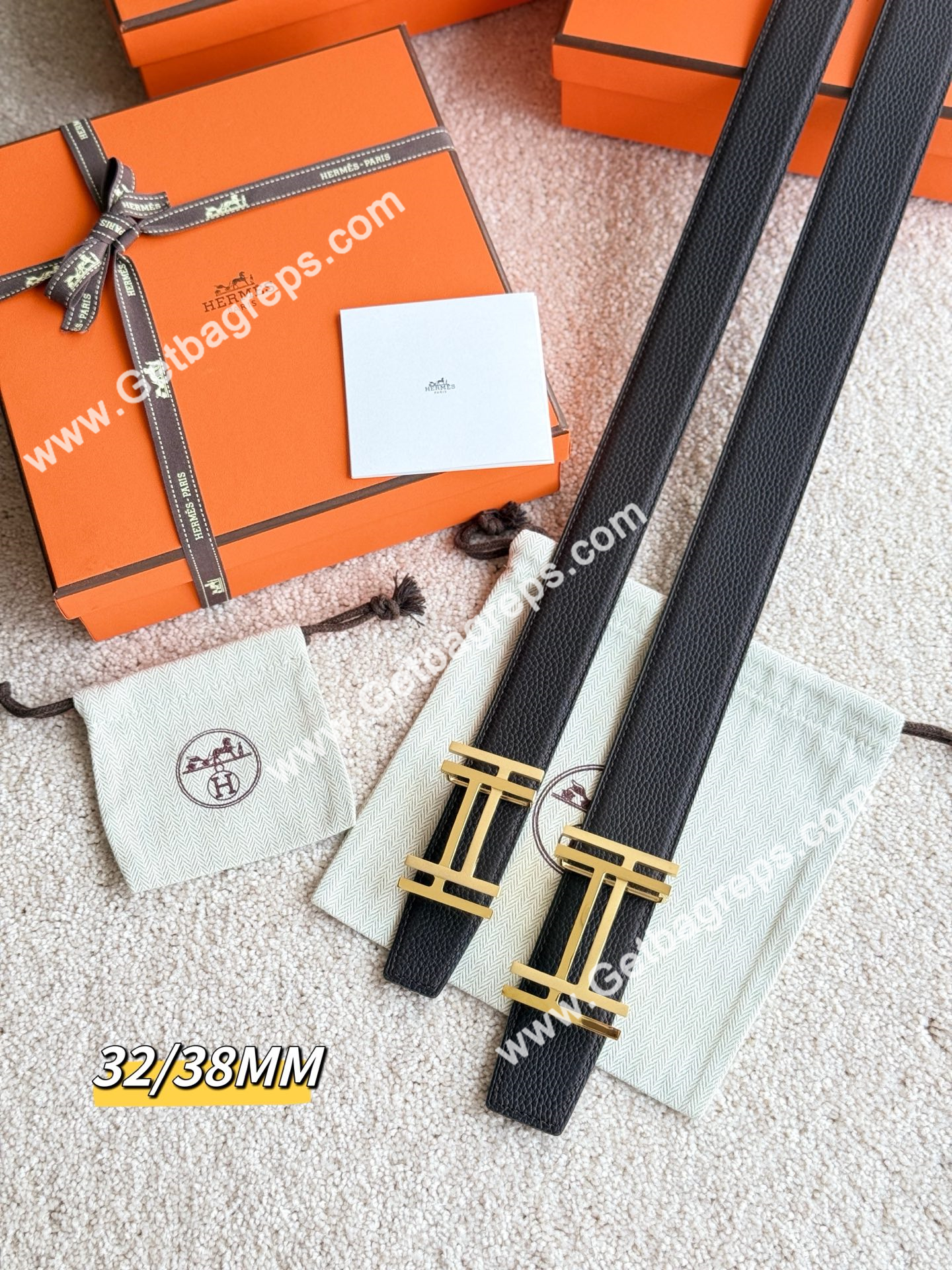 Hermes Mens Leather Belts Width 38mm -0268