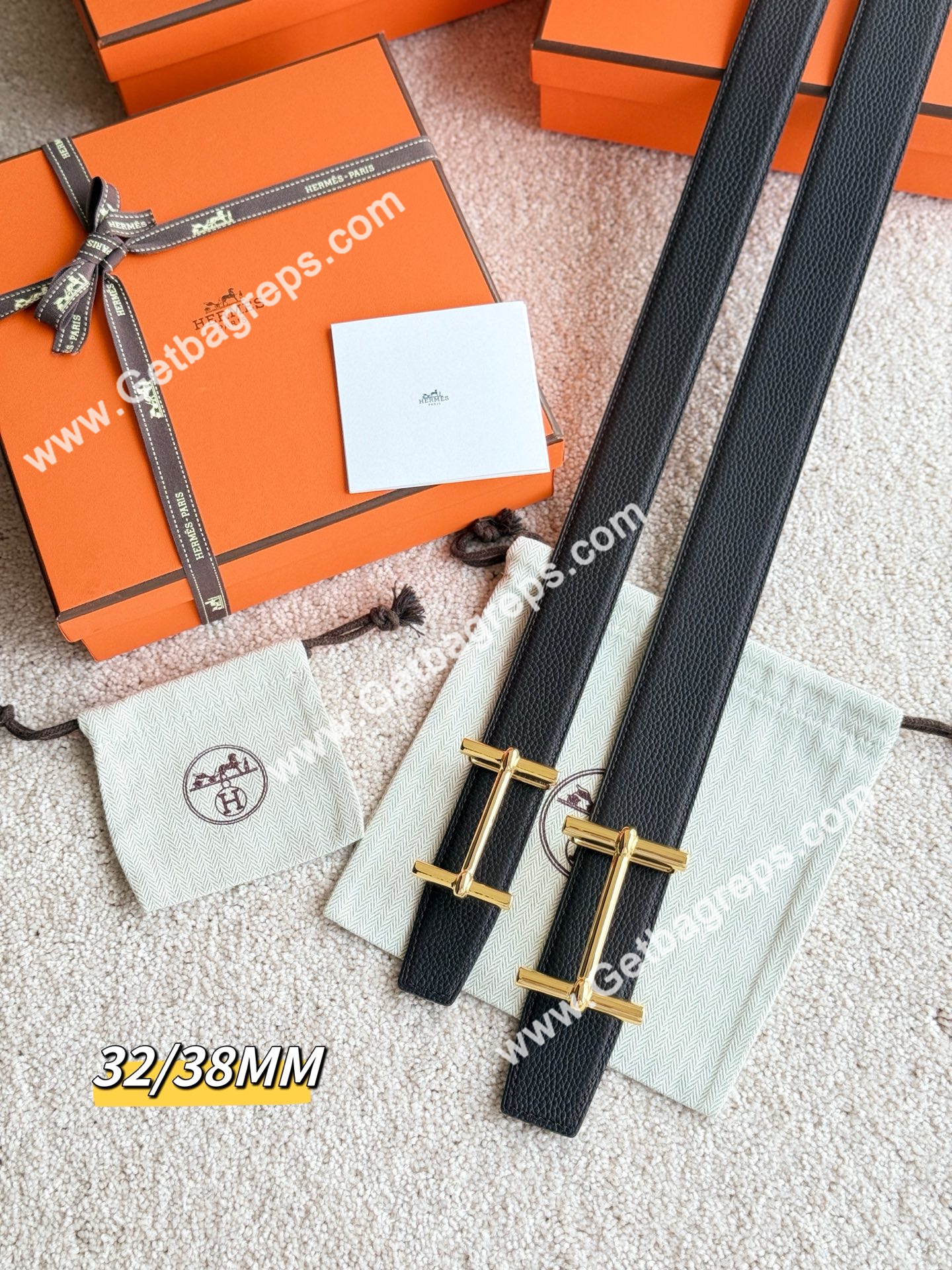 Hermes Mens Leather Belts Width 38mm -0268