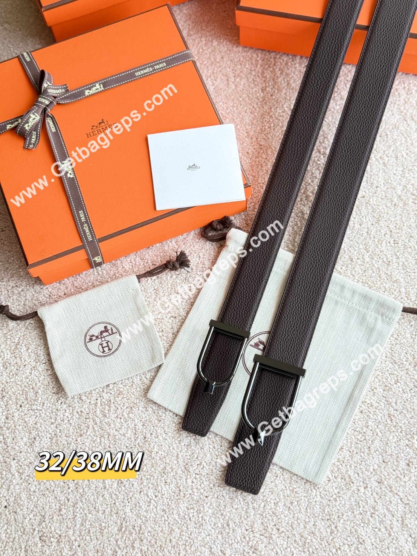 Hermes Mens Leather Belts Width 38mm -0268