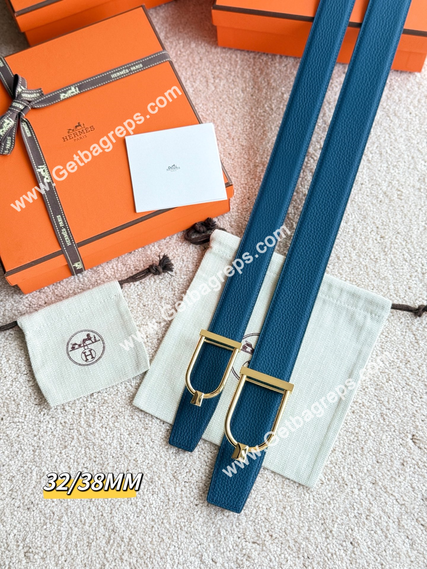 Hermes Mens Leather Belts Width 38mm -0270