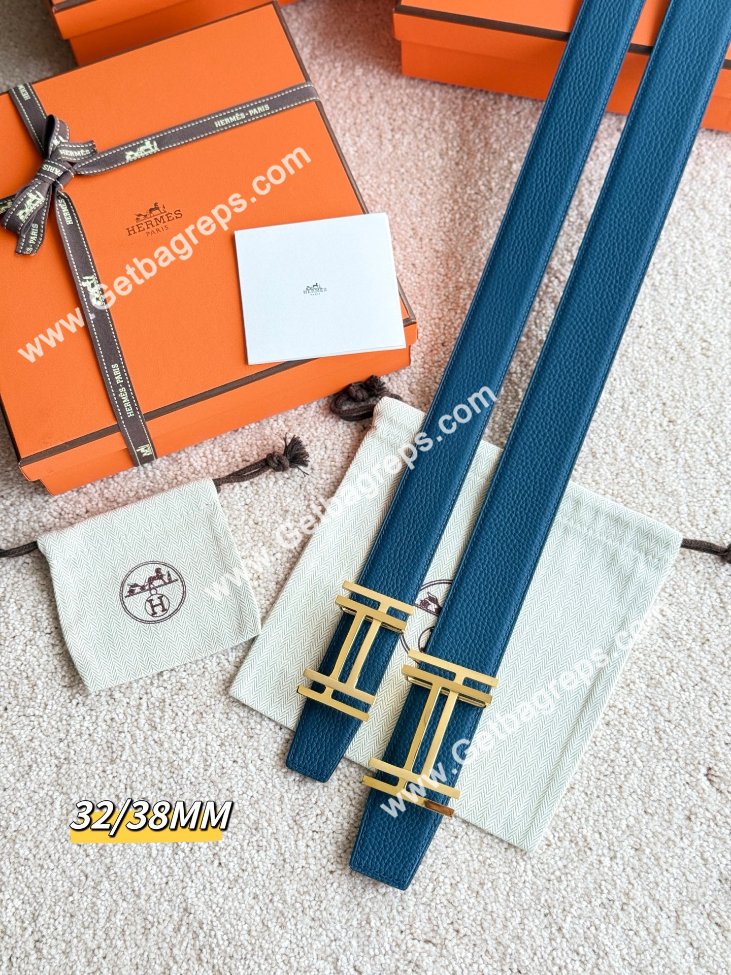 Hermes Mens Leather Belts Width 38mm -0270