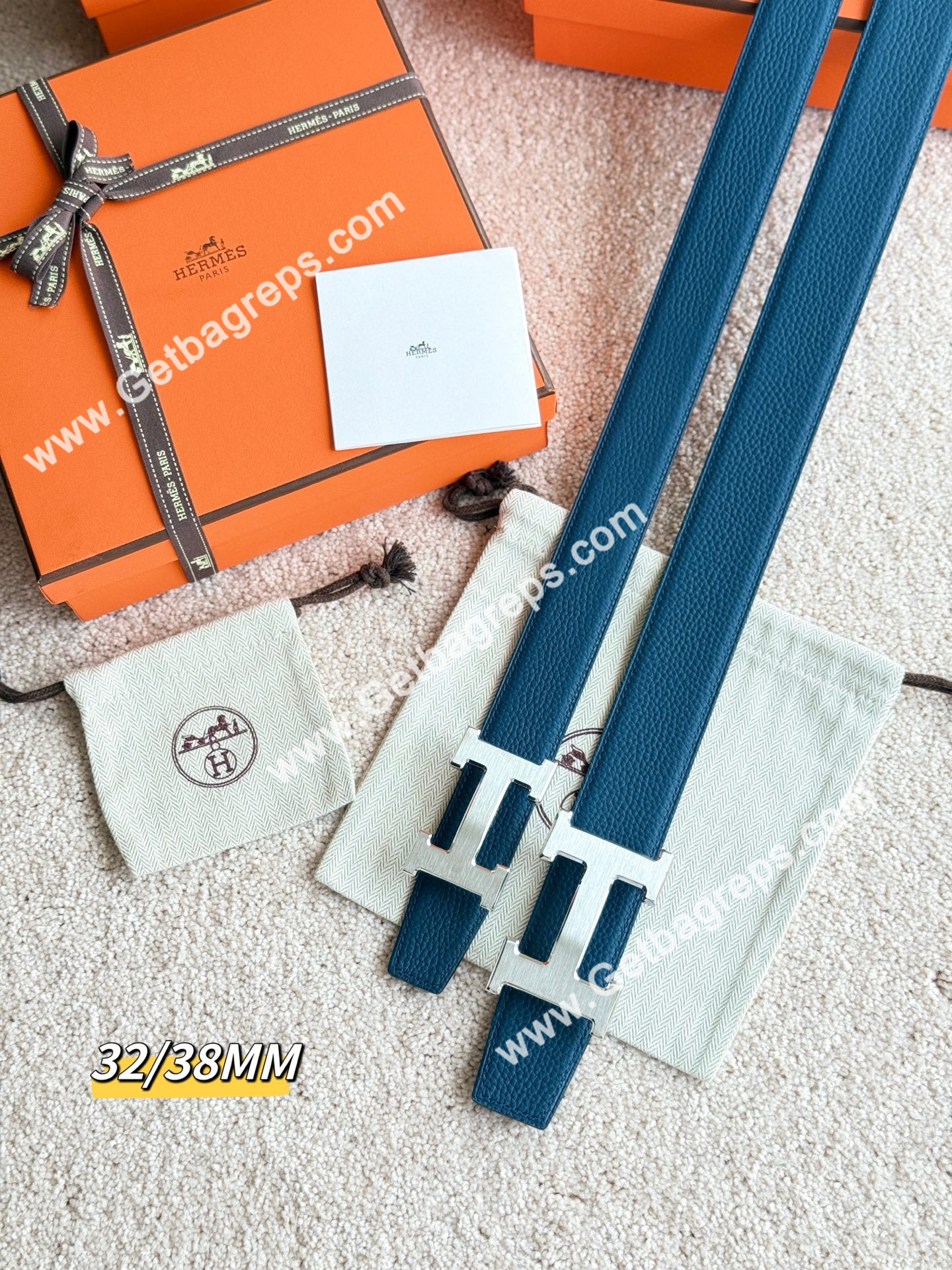 Hermes Mens Leather Belts Width 38mm -0271