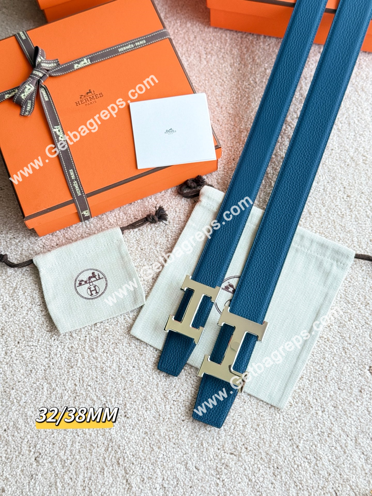 Hermes Mens Leather Belts Width 38mm -0271