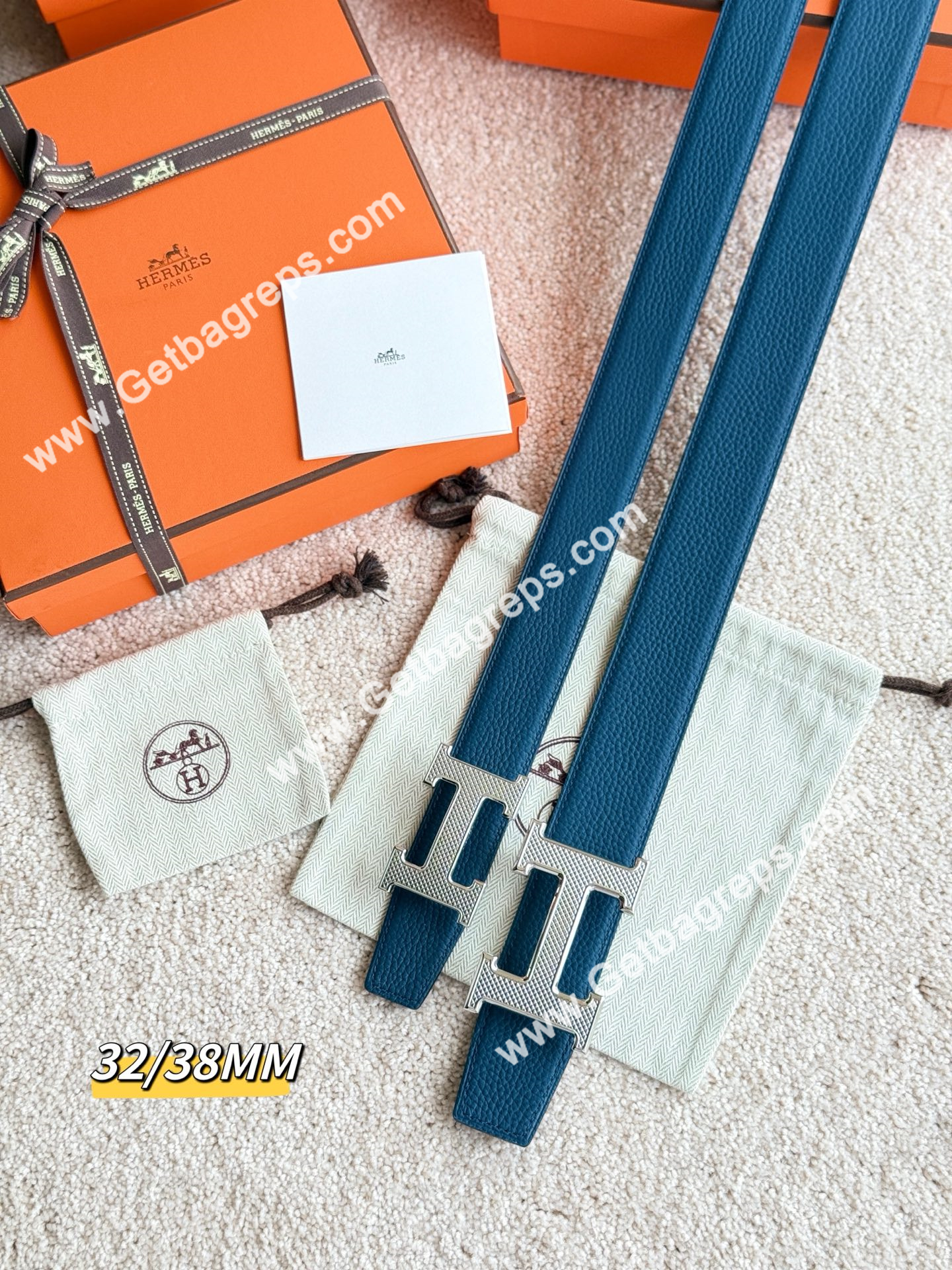 Hermes Mens Leather Belts Width 38mm -0271