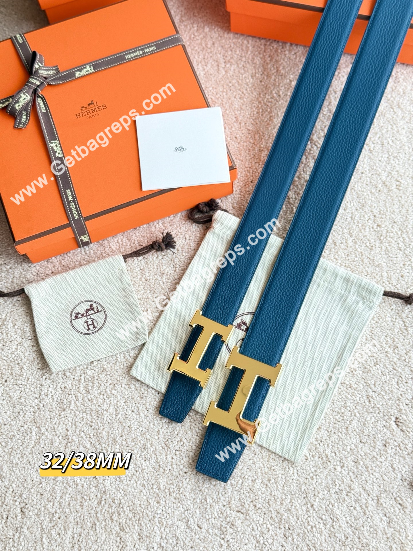Hermes Mens Leather Belts Width 38mm -0271