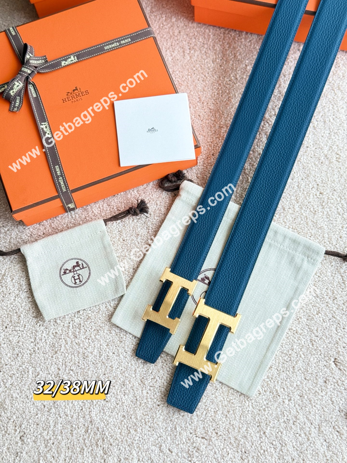 Hermes Mens Leather Belts Width 38mm -0271