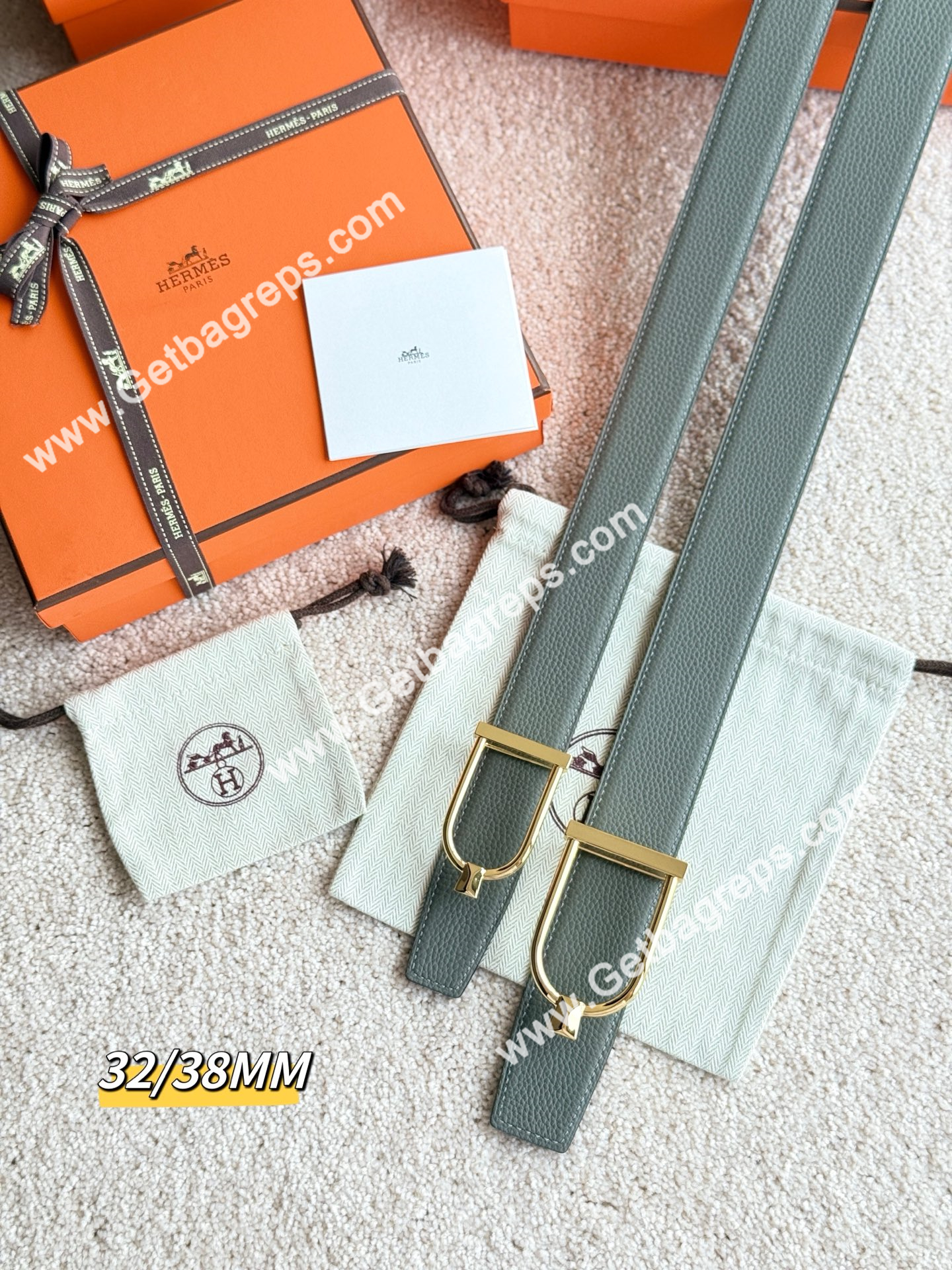 Hermes Mens Leather Belts Width 38mm -0272