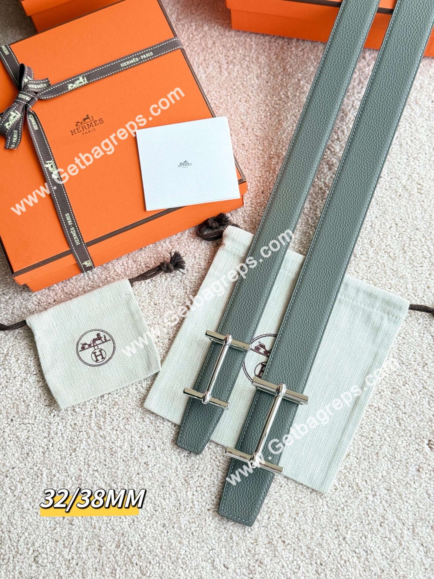 Hermes Mens Leather Belts Width 38mm -0272