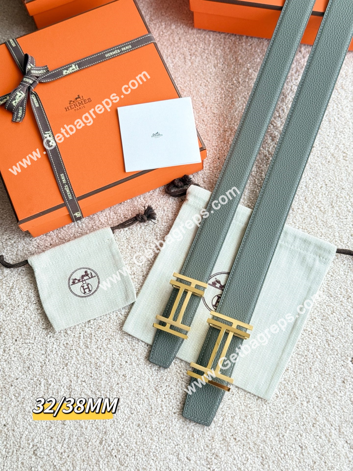 Hermes Mens Leather Belts Width 38mm -0272