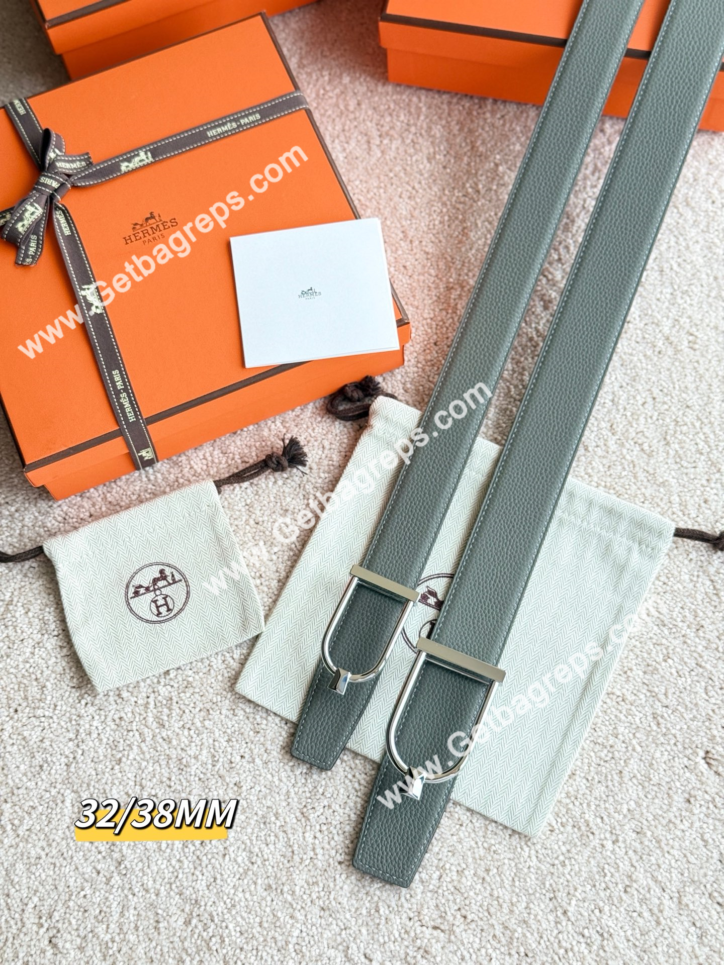 Hermes Mens Leather Belts Width 38mm -0272