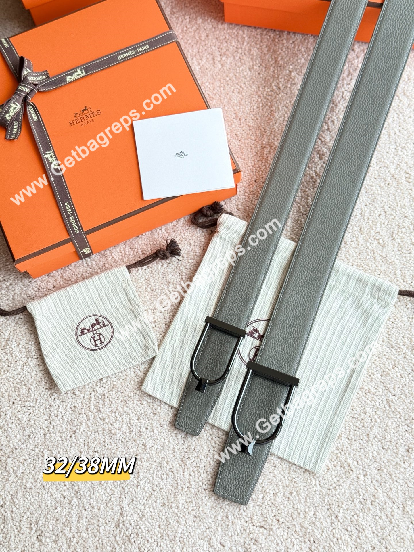 Hermes Mens Leather Belts Width 38mm -0272