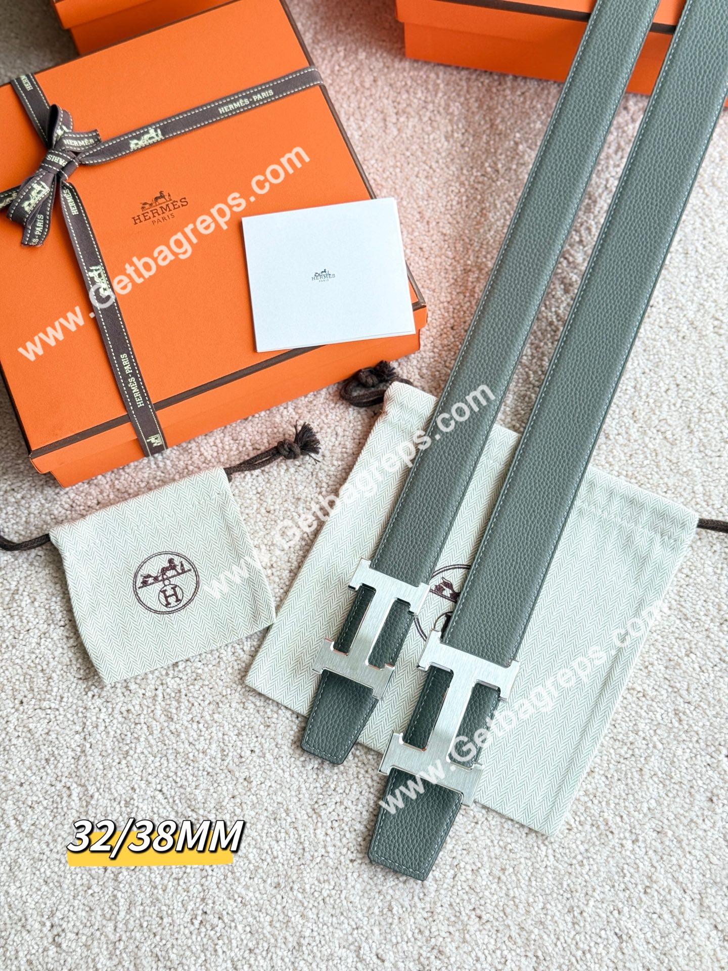 Hermes Mens Leather Belts Width 38mm -0273
