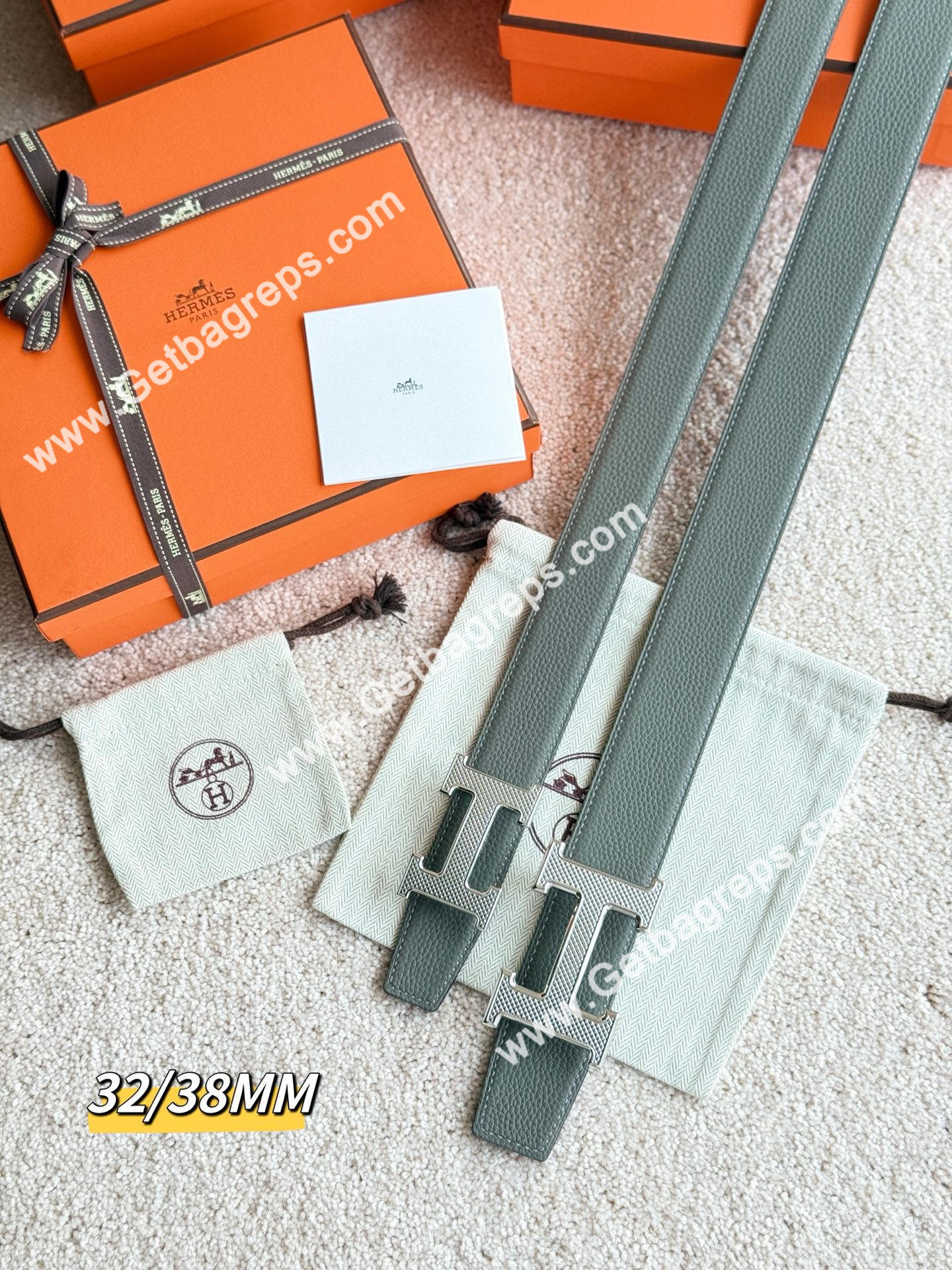 Hermes Mens Leather Belts Width 38mm -0273