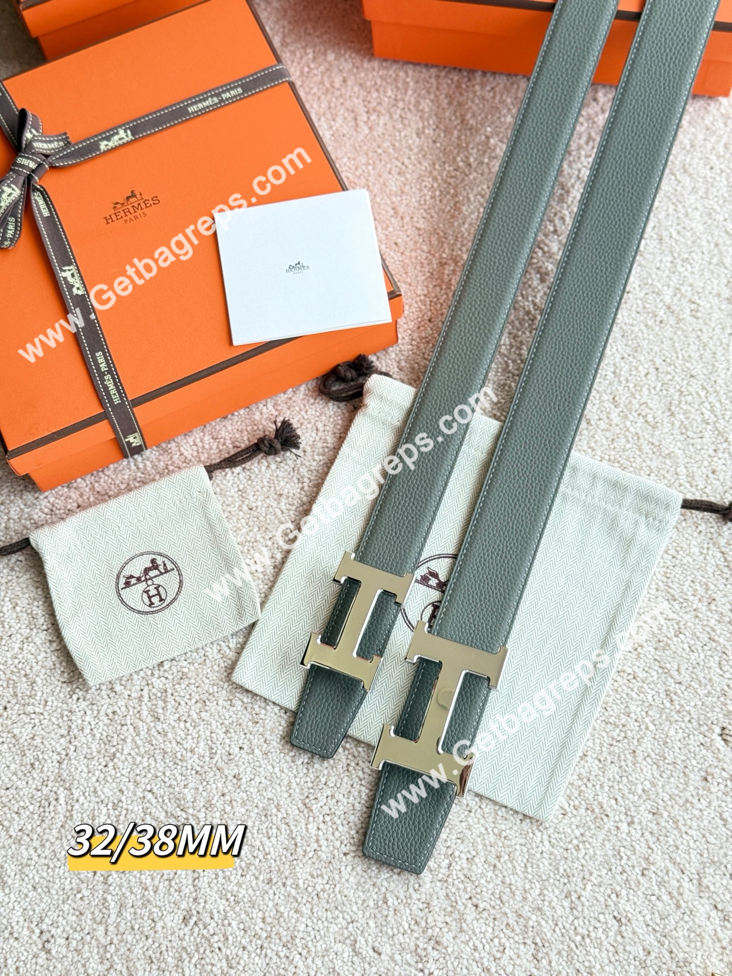 Hermes Mens Leather Belts Width 38mm -0273
