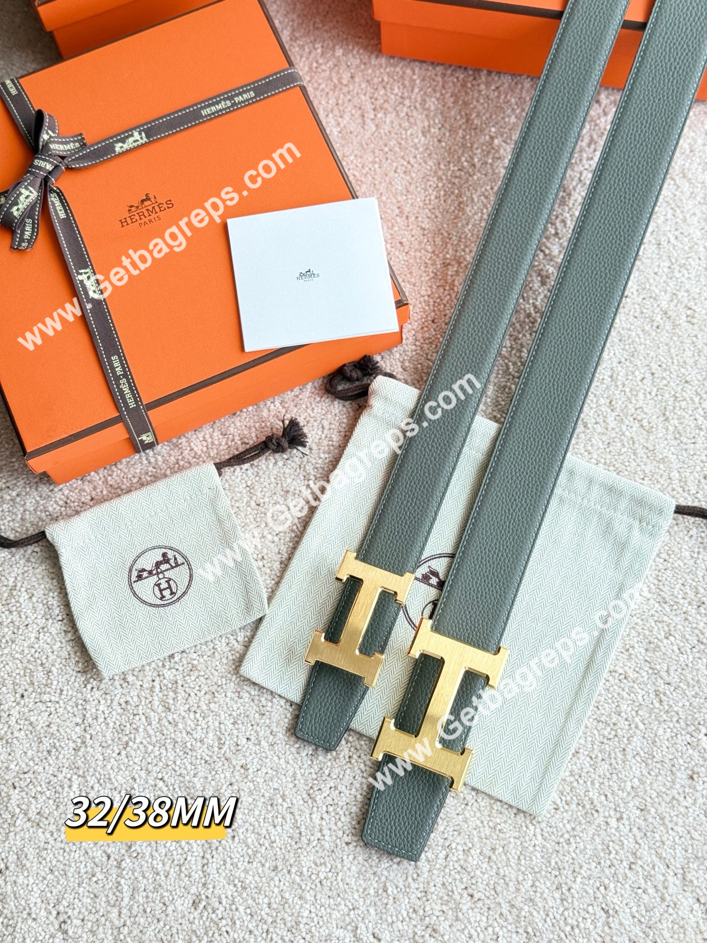Hermes Mens Leather Belts Width 38mm -0273