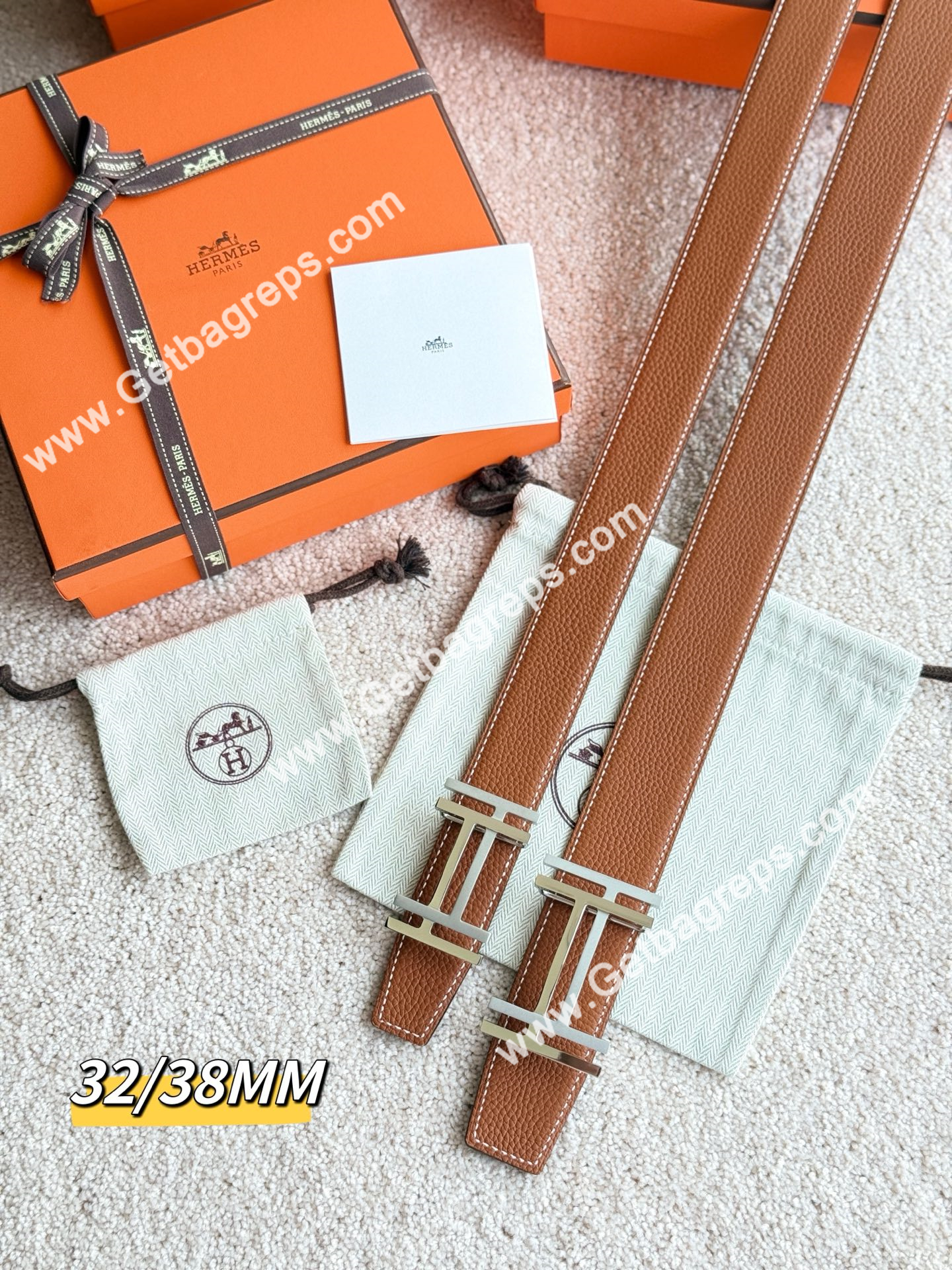 Hermes Mens Leather Belts Width 38mm -0274