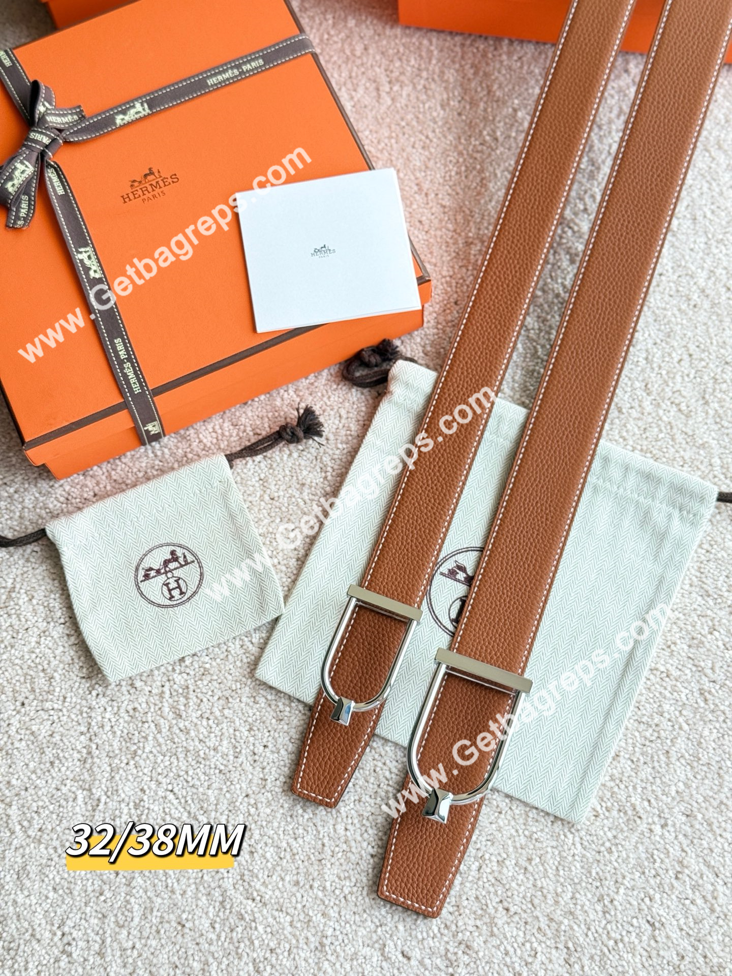 Hermes Mens Leather Belts Width 38mm -0274