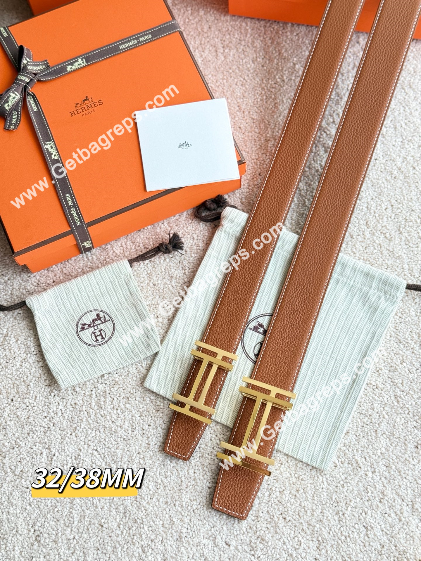 Hermes Mens Leather Belts Width 38mm -0274