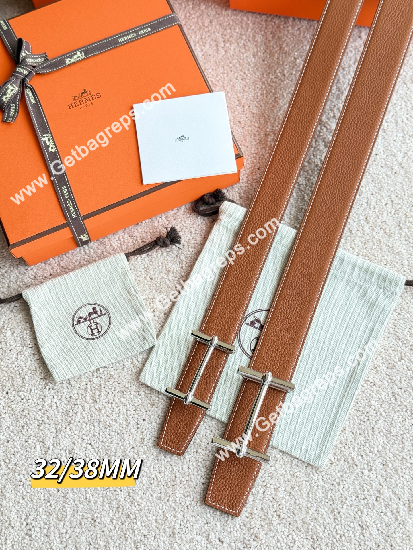 Hermes Mens Leather Belts Width 38mm -0274