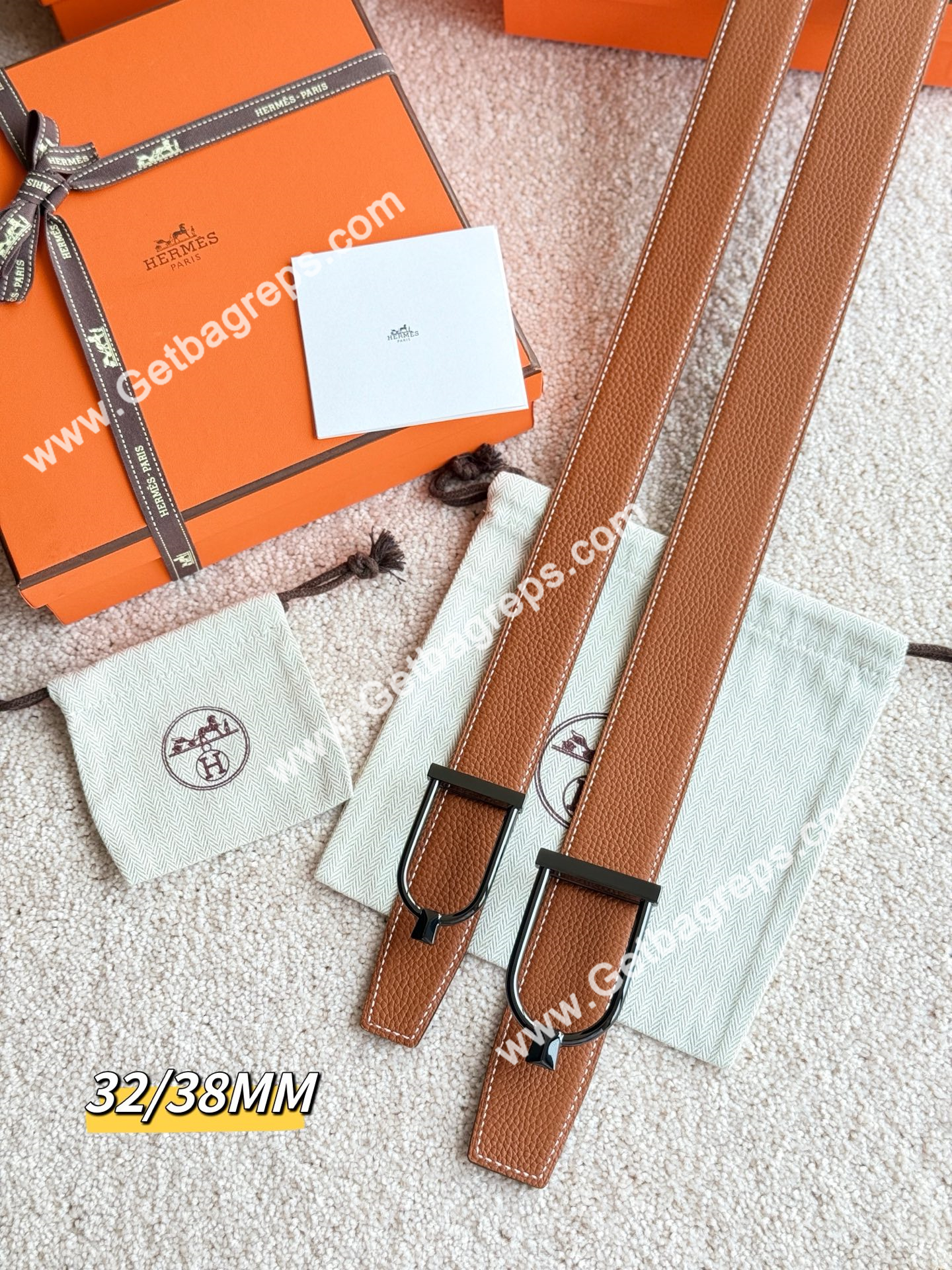 Hermes Mens Leather Belts Width 38mm -0274