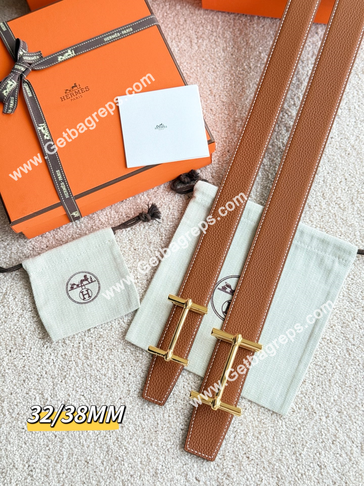 Hermes Mens Leather Belts Width 38mm -0274