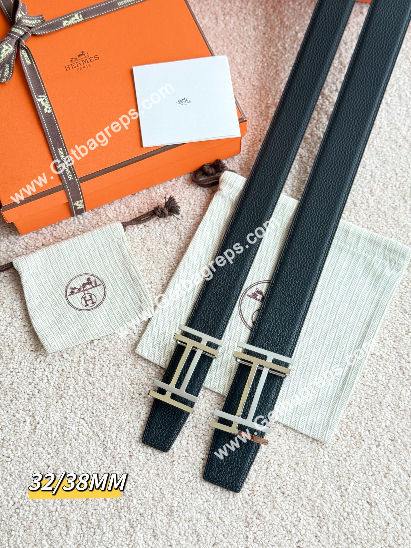 Hermes Mens Leather Belts Width 38mm -0276