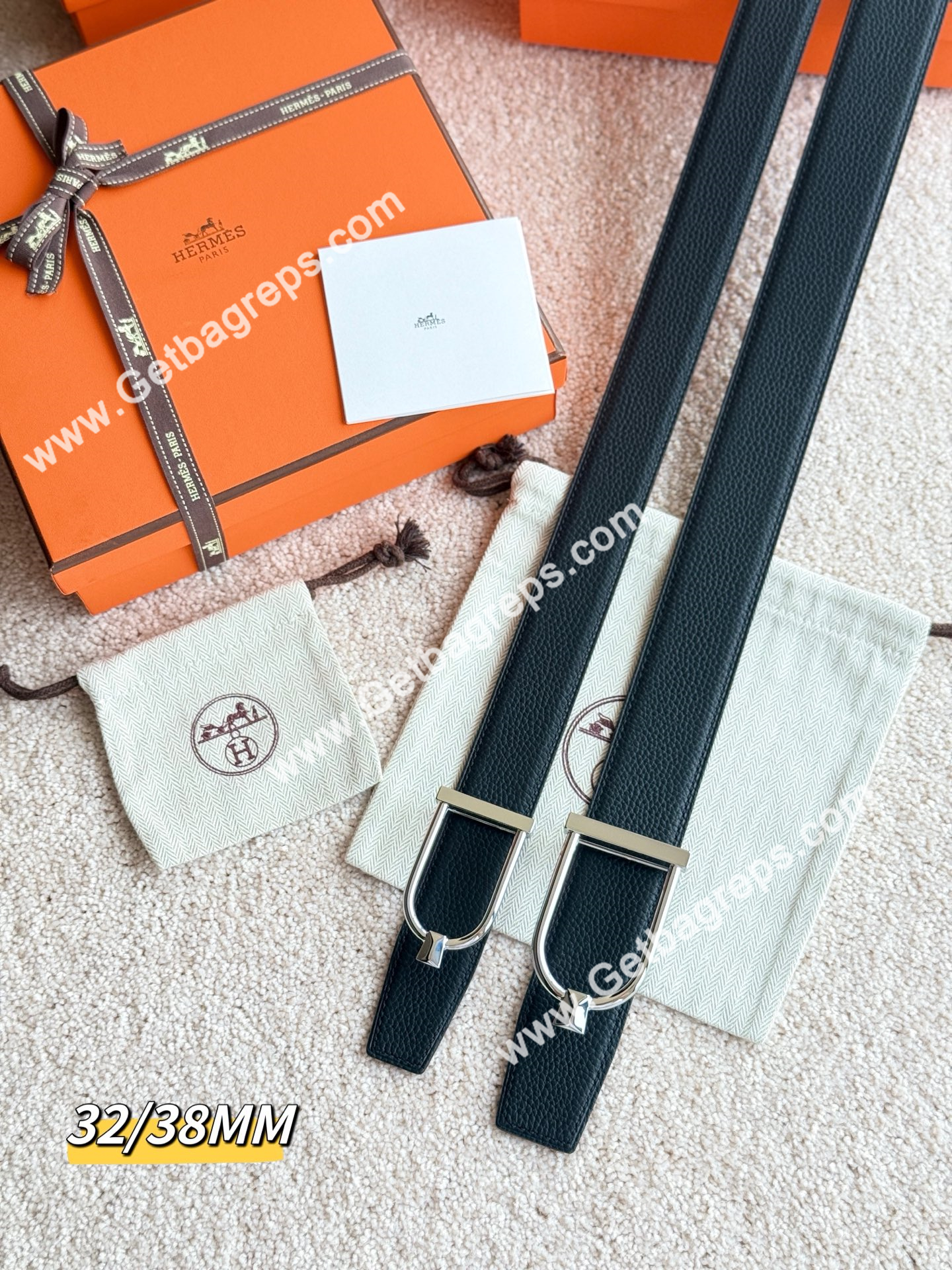 Hermes Mens Leather Belts Width 38mm -0276