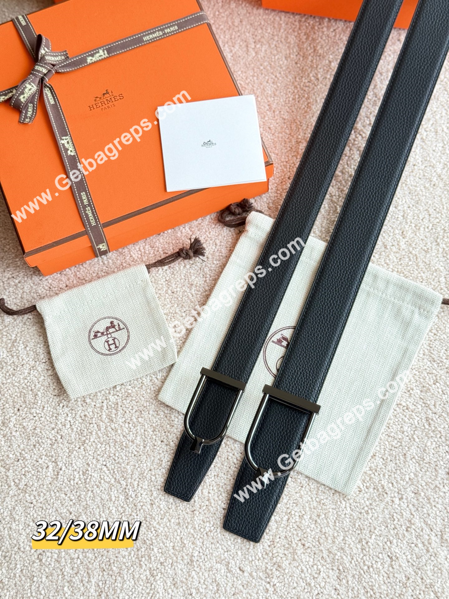 Hermes Mens Leather Belts Width 38mm -0276