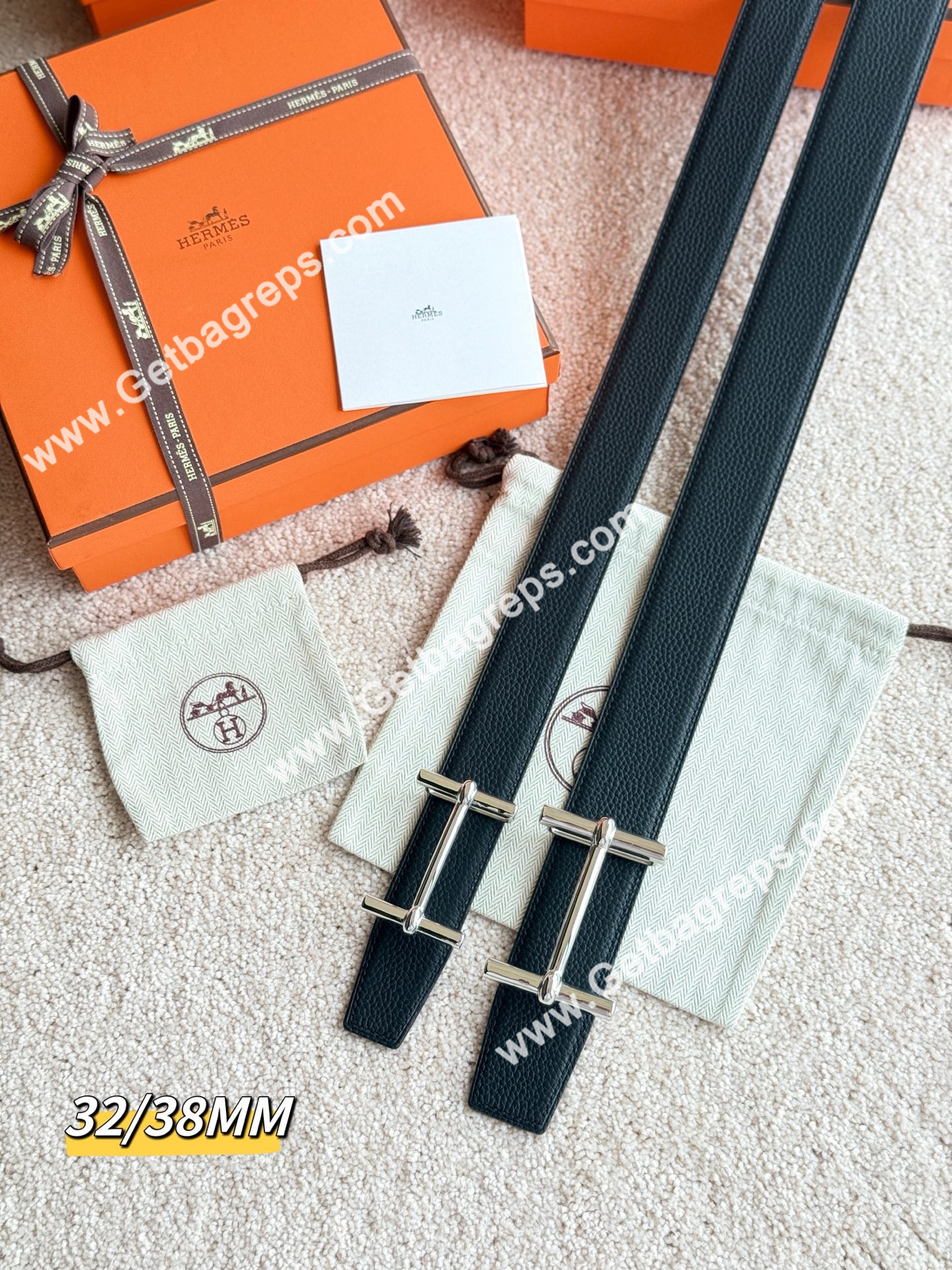 Hermes Mens Leather Belts Width 38mm -0276