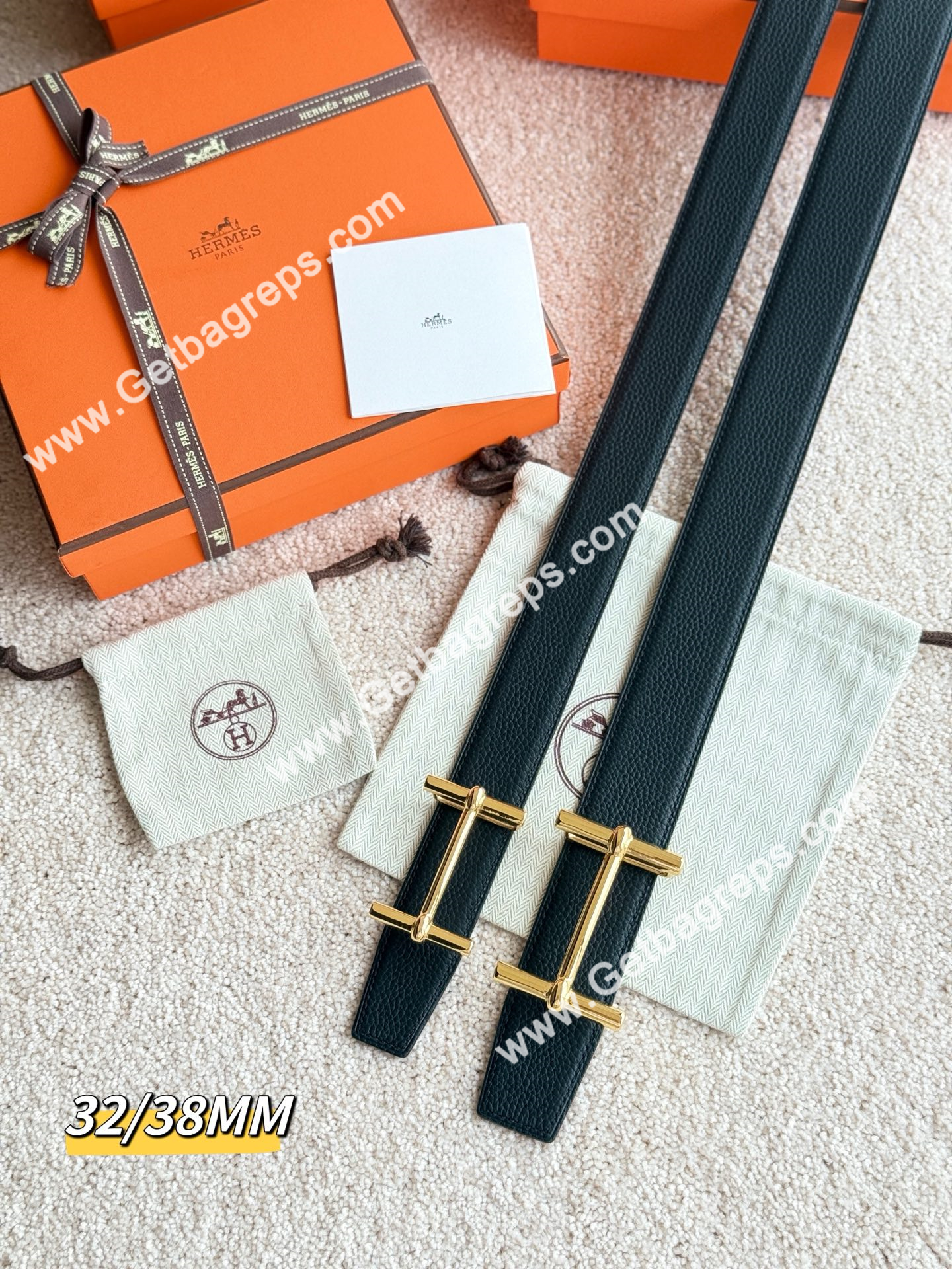 Hermes Mens Leather Belts Width 38mm -0276