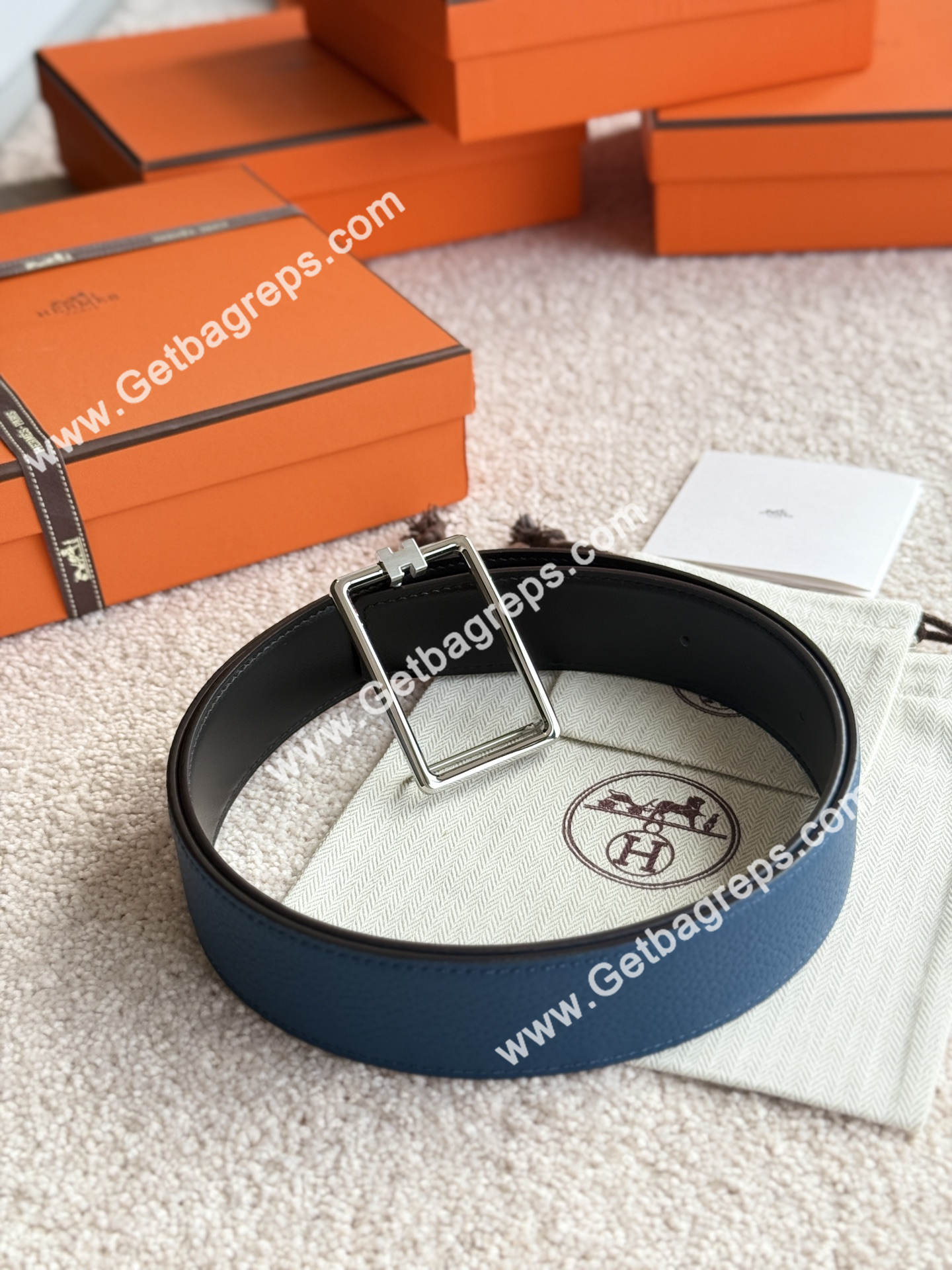 Hermes Mens Leather Belts Width 38mm -0278